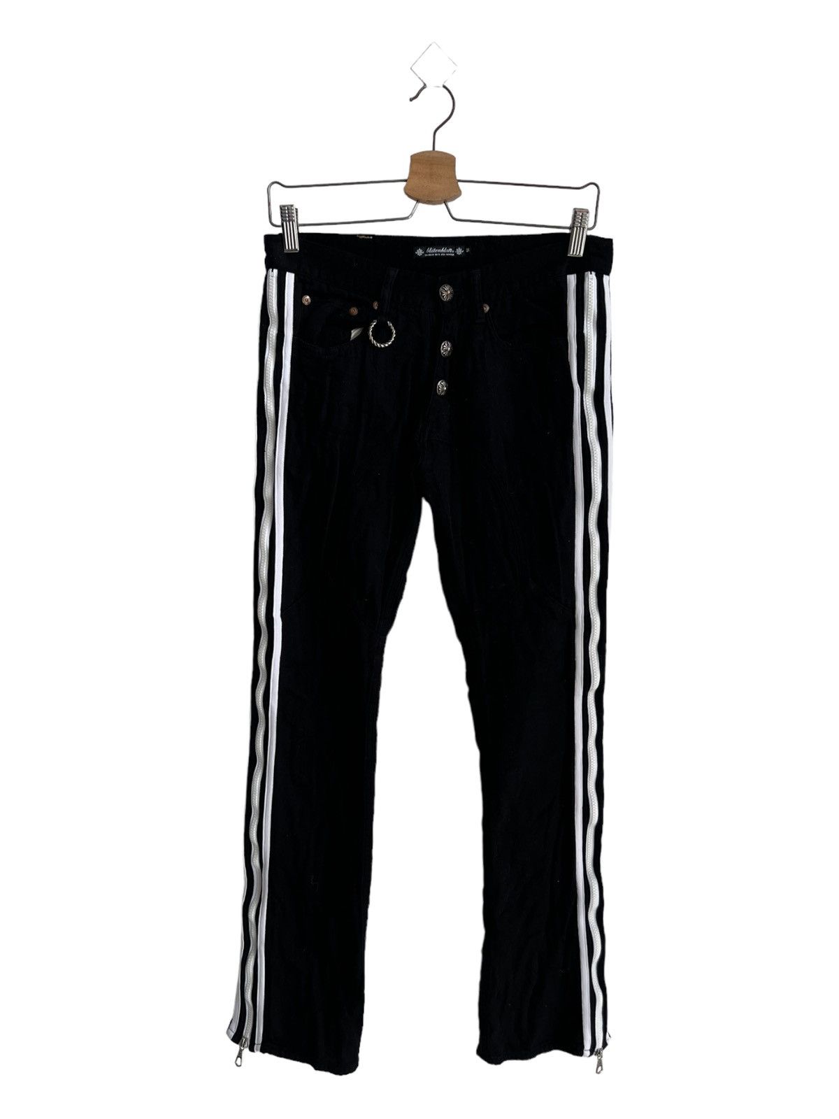 BUFFALO BOBS Bluttenblatt 🇯🇵 Flare Zip Hem CH Silver Button Goth Pants Size US 30 / EU 46 - 4 Thumbnail
