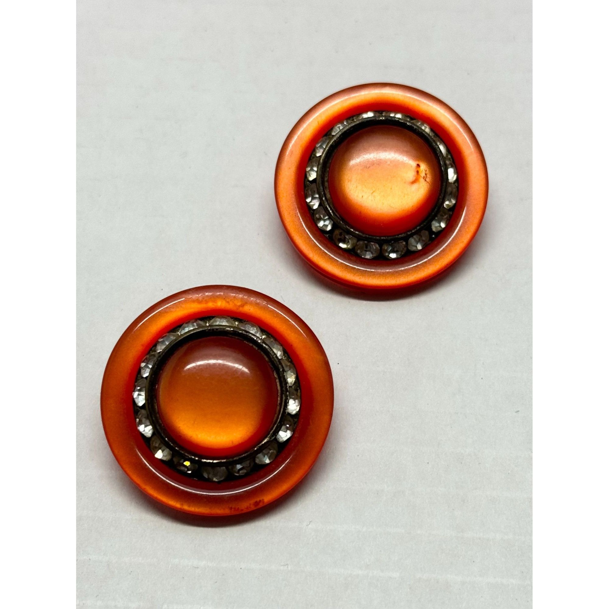 Vintage Vintage red plastic lucite rhinestone earrings Size ONE SIZE - 3 Thumbnail