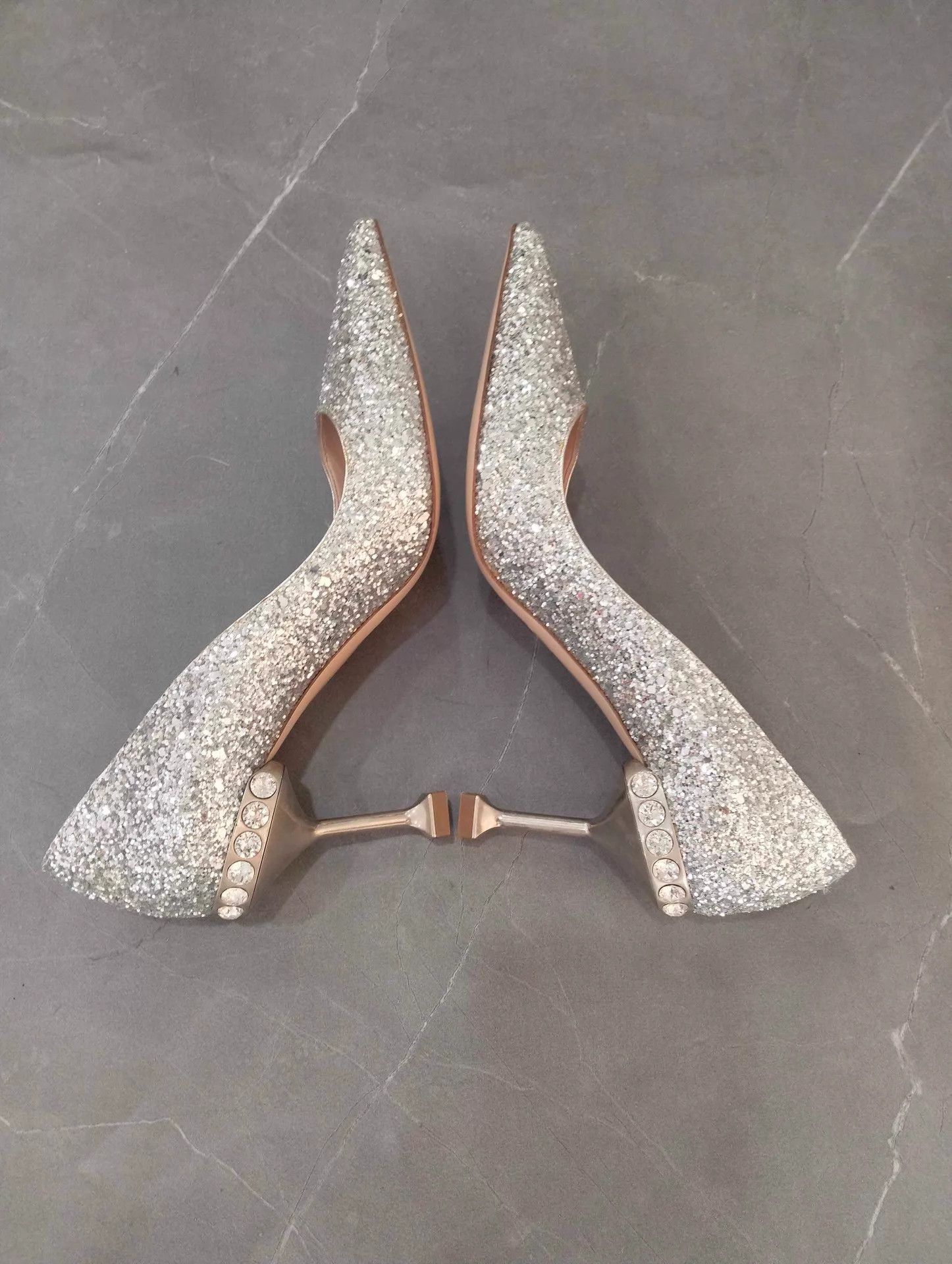 Miu Miu MIU MIU Women's Sequin Pointed Toe 5cm Silver Heels 35 Size US 4.5 / IT 34.5 - 2 Thumbnail