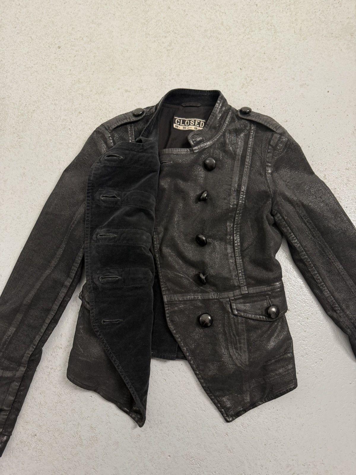 CLOSED Closed Napoleon Double Breasted Waxed Jacket Size XS / US 0-2 / IT 36-38 - 8 Thumbnail