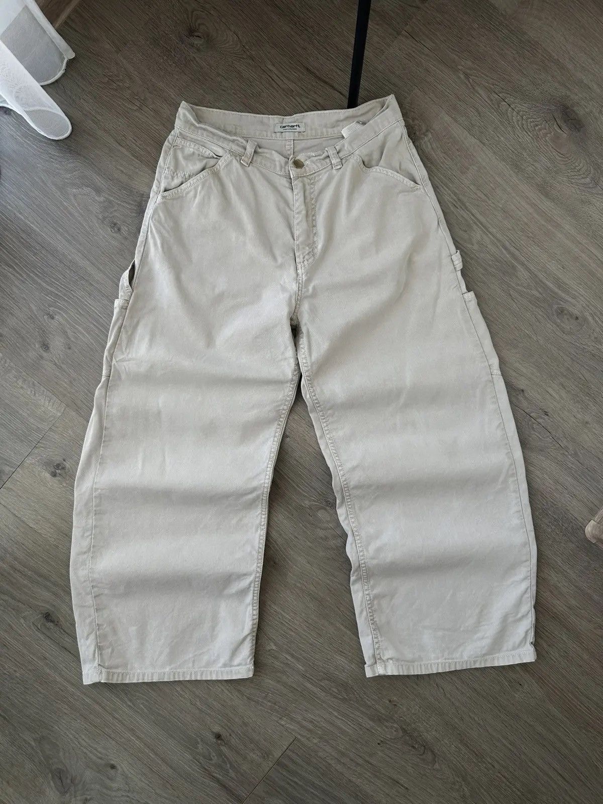 Carhartt Wip Vintage Carhartt Cropped Beige Wide Carpeted Women Pants Size US 27 - 3 Thumbnail