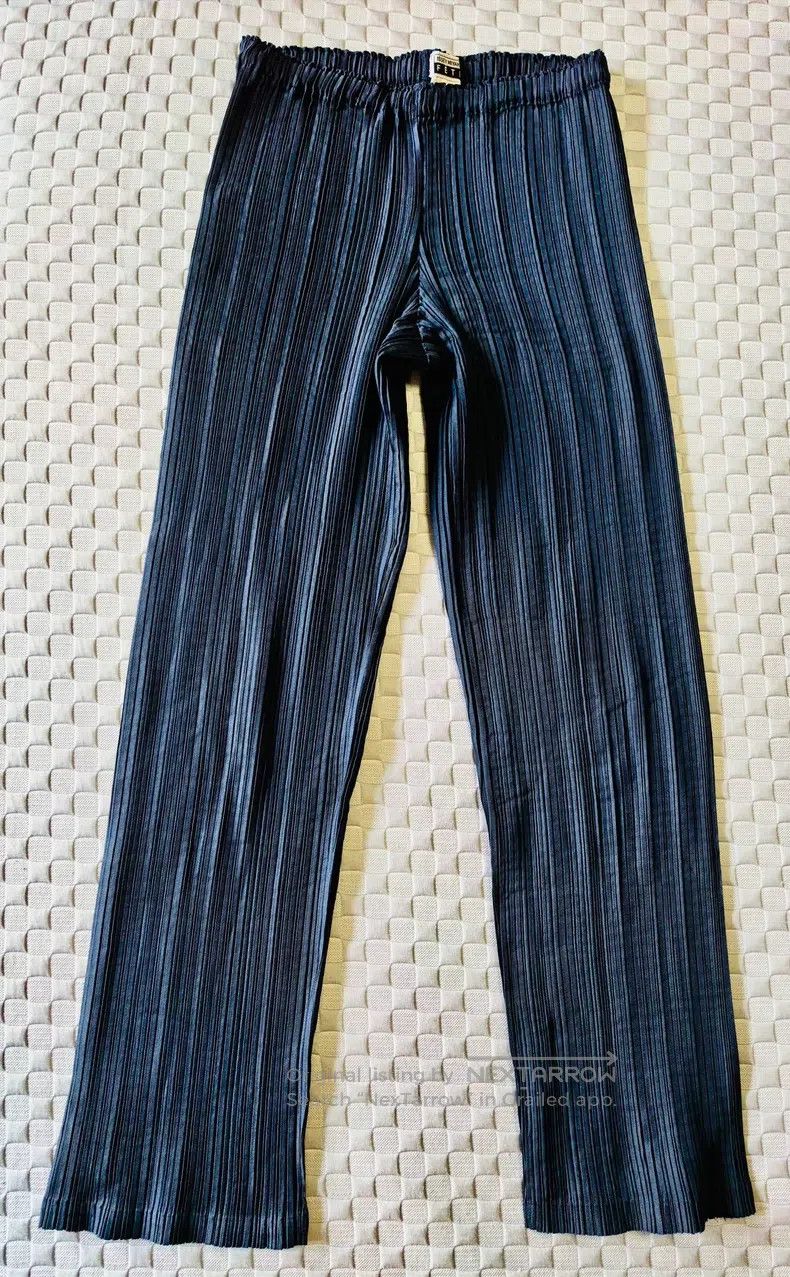 Issey Miyake Issey Miyake Dark Blue Ruched Straight-Leg Pants Size 25" / US 0 / IT 36 - 1 Thumbnail