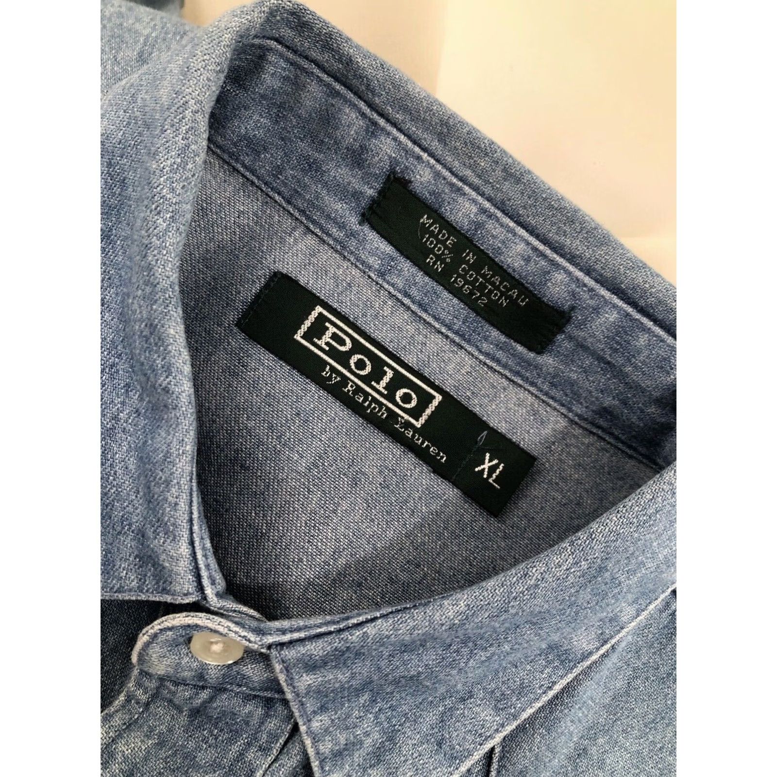 Polo Ralph Lauren VINTAGE Polo / Ralph Lauren Western Shirt Denim Long Sleeve Snap XL Blue Mens L-XL Size US XL / EU 56 / 4 - 5 Thumbnail