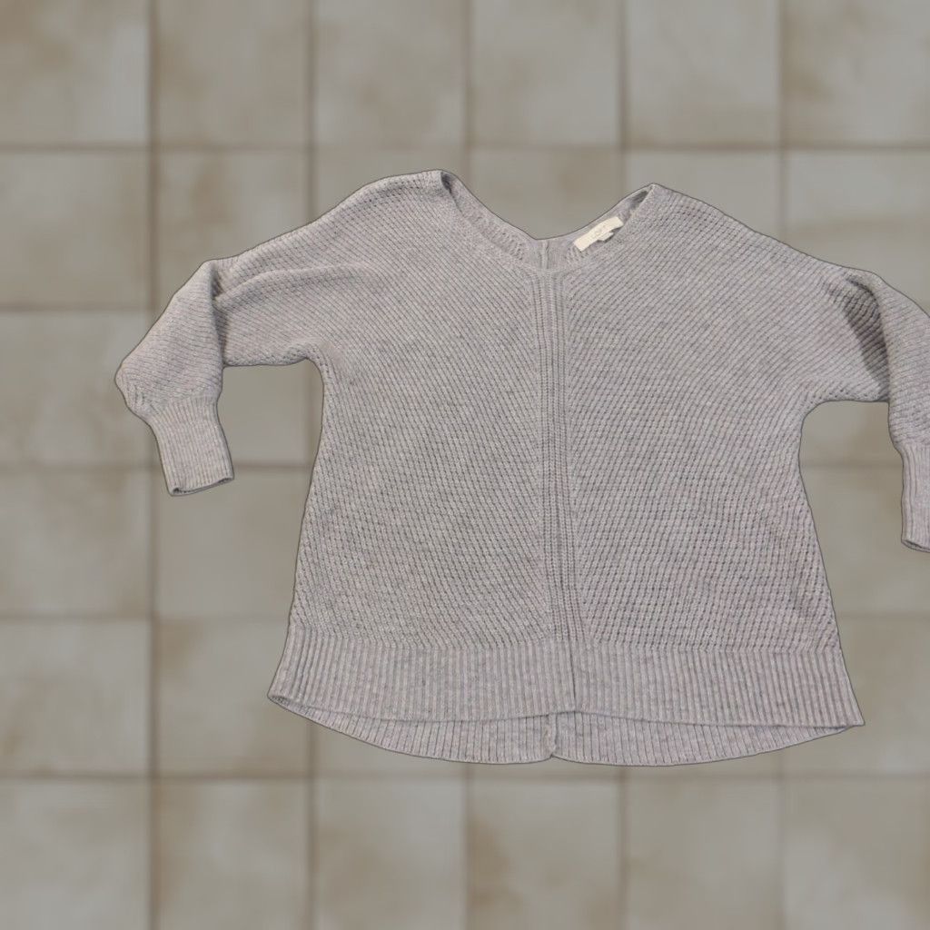 Loft LOFT Sweater Medium Gray Pullover Crewneck Womens Knit Stretch Cotton Crew Neck Rib Knit Long Sleeve Casual Size M / US 6-8 / IT 42-44 - 1 Thumbnail