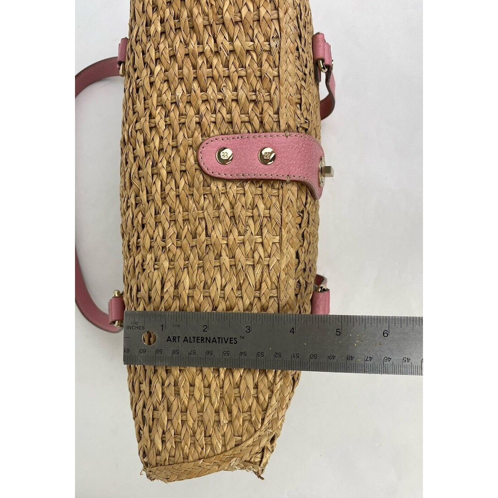 Kate Spade Kate Spade Straw Picnic Wine Bag Purse Basket Pink Leather Size ONE SIZE - 22 Thumbnail
