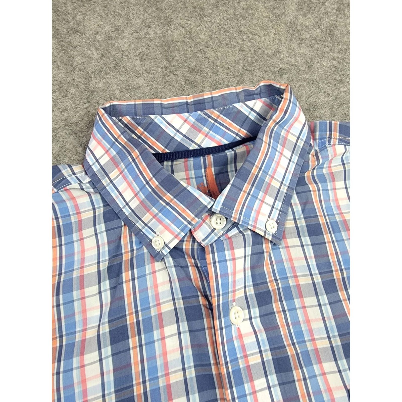 johnnie-O Johnnie-O Shirt Mens Medium Blue Orange Plaid Prep-Formance Long Sleeve Button Up Shirt Size US M / EU 48-50 / 2 - 2 Thumbnail