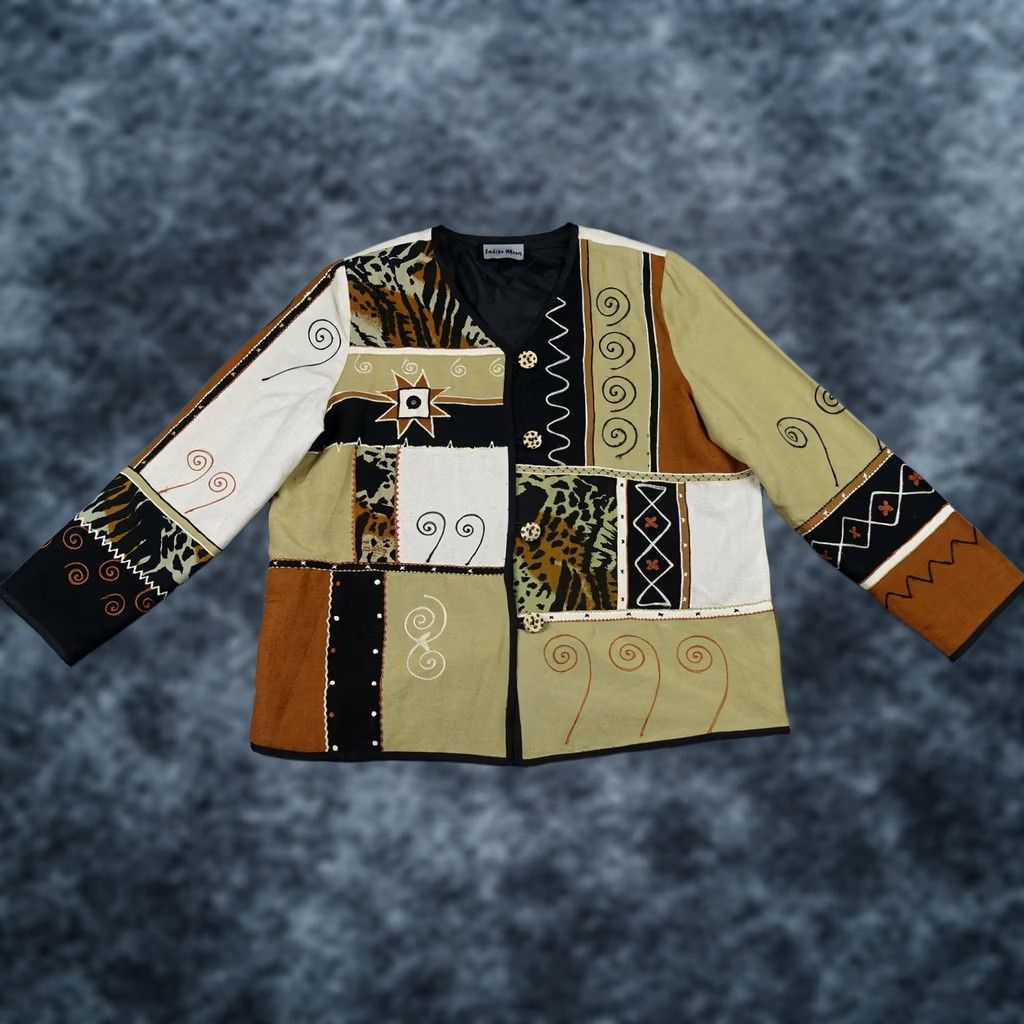Vintage VINTAGE Indigo Moon Jacket Womens M Black Geometric Embroidered 90s Art Size M / US 6-8 / IT 42-44 - 1 Thumbnail