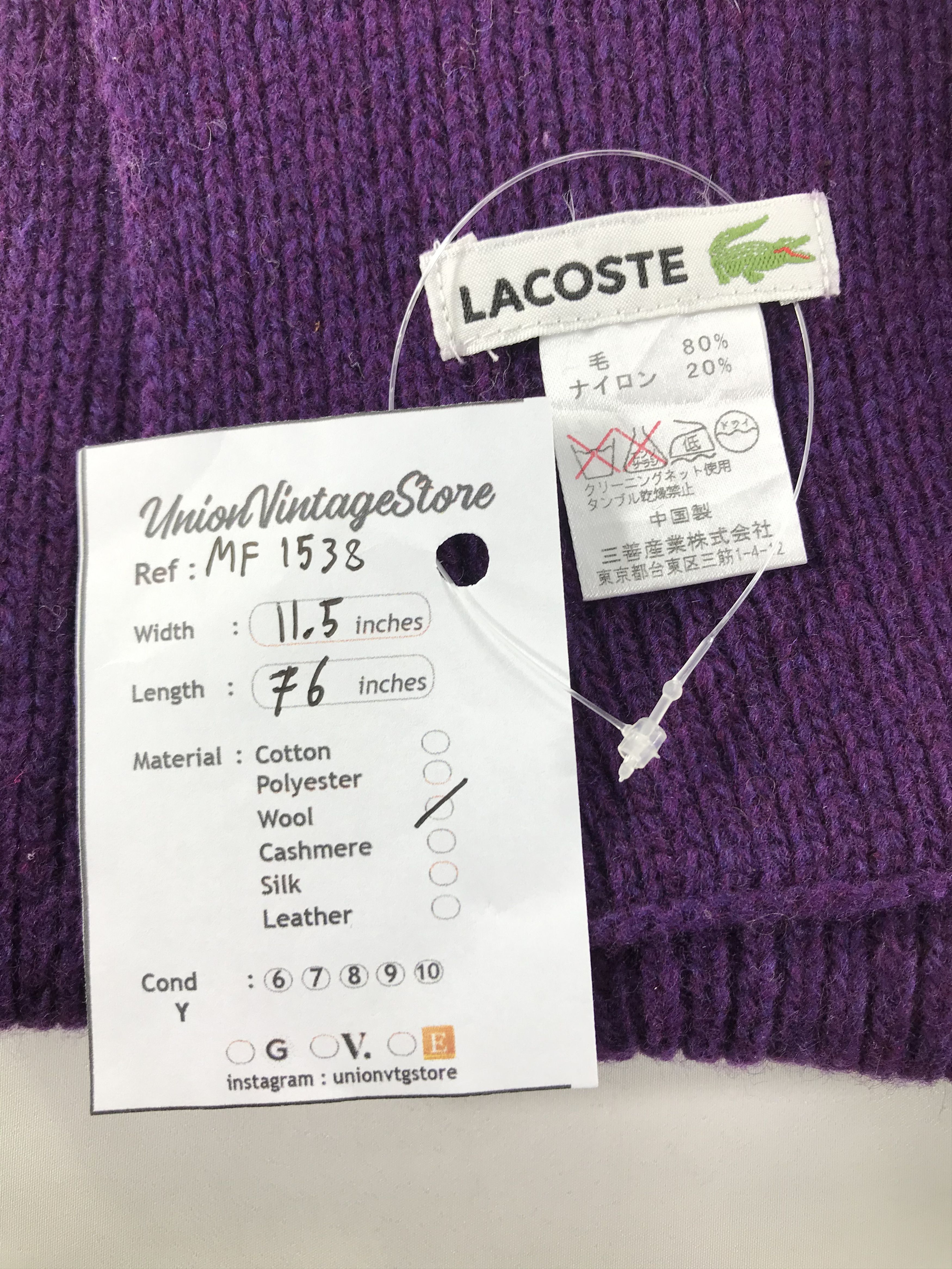 Lacoste Vintage Lacoste Scarf/Muffler/Neckwear MF1538 Size ONE SIZE - 5 Thumbnail