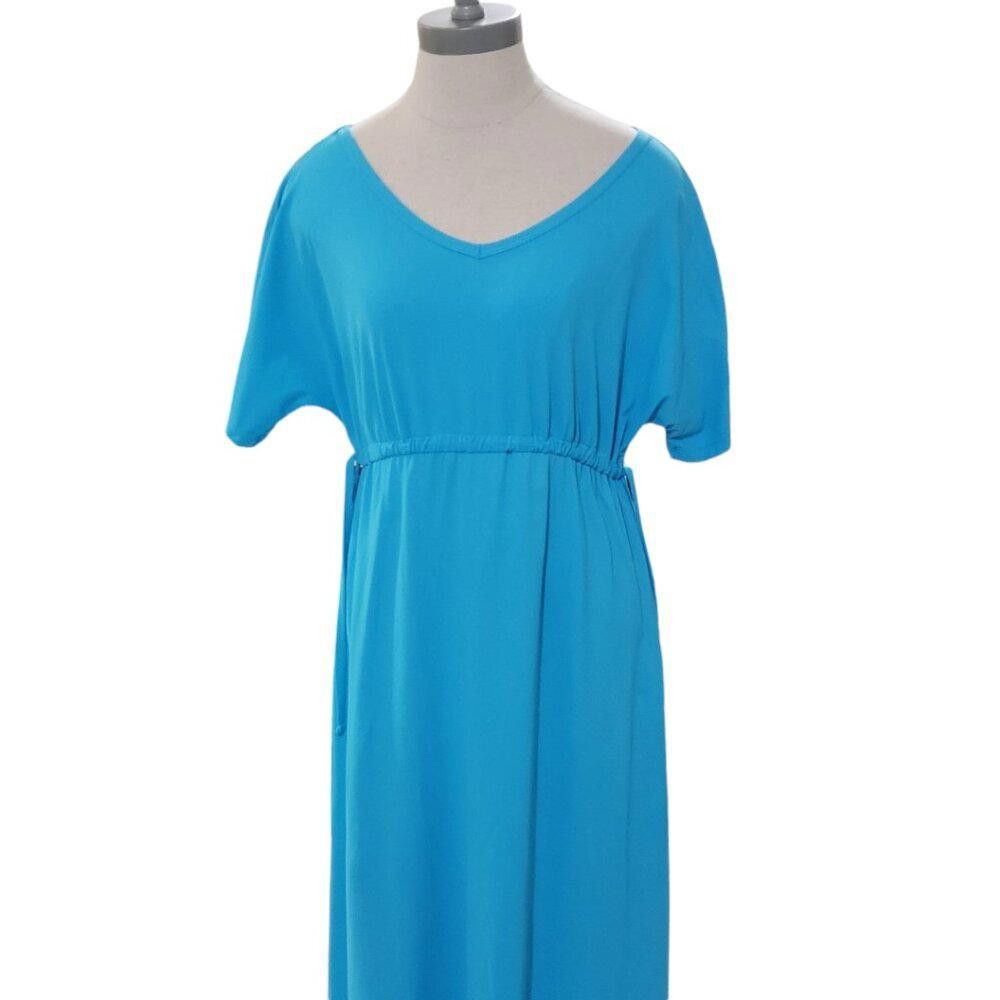 Designer CT1778 UV Skinz Sunwear UPF 50+Turquoise Maxi Dress L Size L / US 10 / IT 46 - 2 Thumbnail