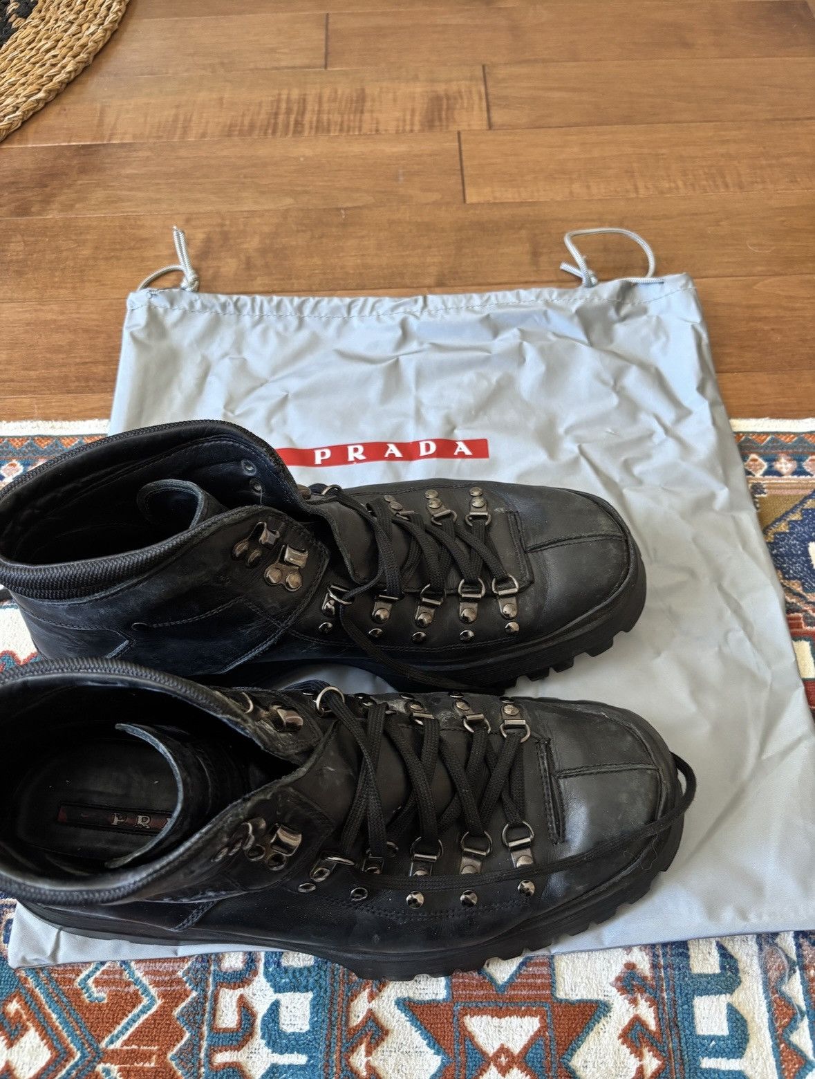 Prada PRADA Black Leather Hiking Boots Size US 10 / EU 43 - 3 Thumbnail