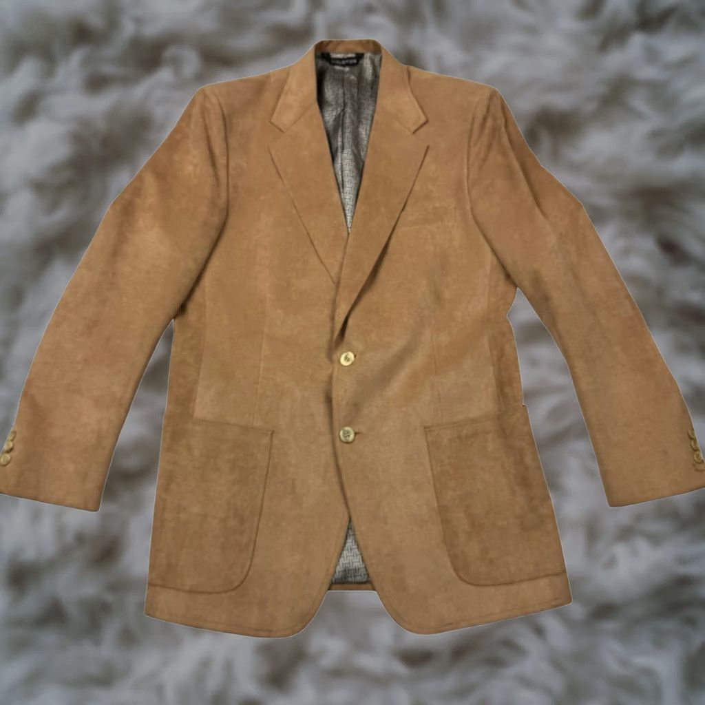 Halston VINTAGE Halston Roots Halsuede Blazer Jacket Brown 40S Men's Two-Button Size 40R - 1 Thumbnail