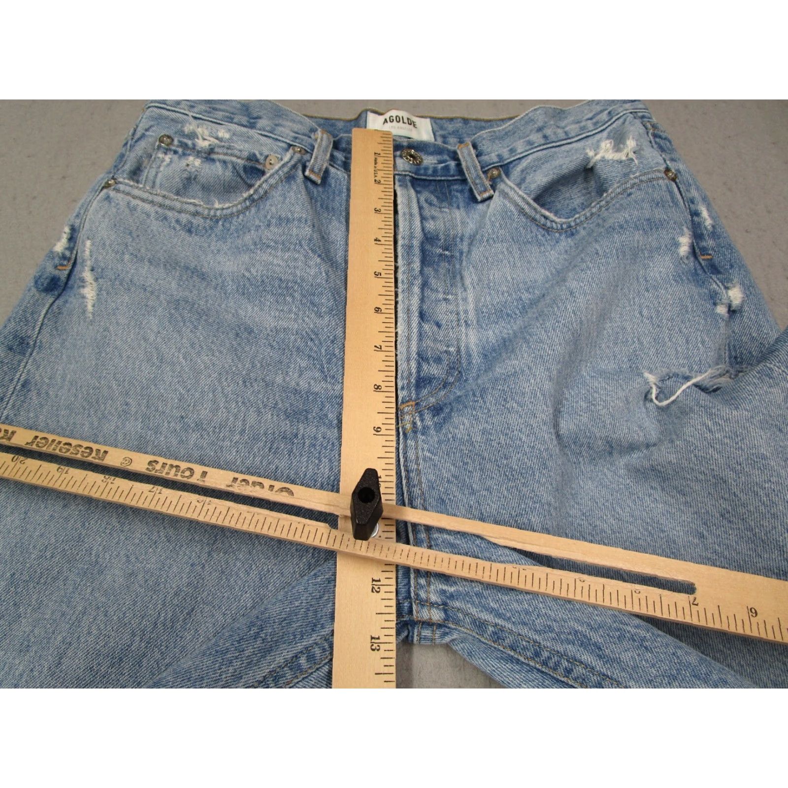 Agolde AGOLDE Jeans Women 27 Blue 90s Loose Fit Button Fly Denim Distressed College Retro 100% Cotton Regular Size 27 Womens Size 27" / US 4 / IT 40 - 7 Thumbnail