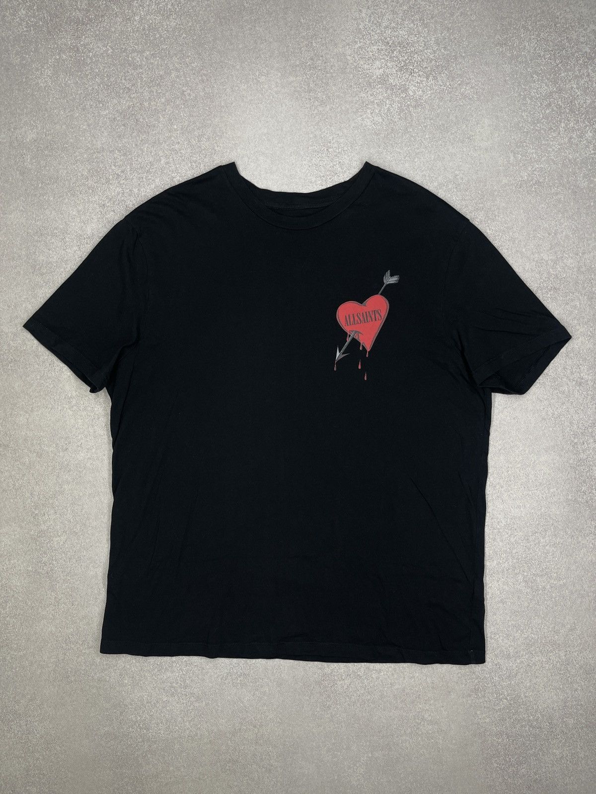 Allsaints Mens AllSaints Bleeding Heart Crew Black T Shirt Big Logo Size US M / EU 48-50 / 2 - 6 Thumbnail