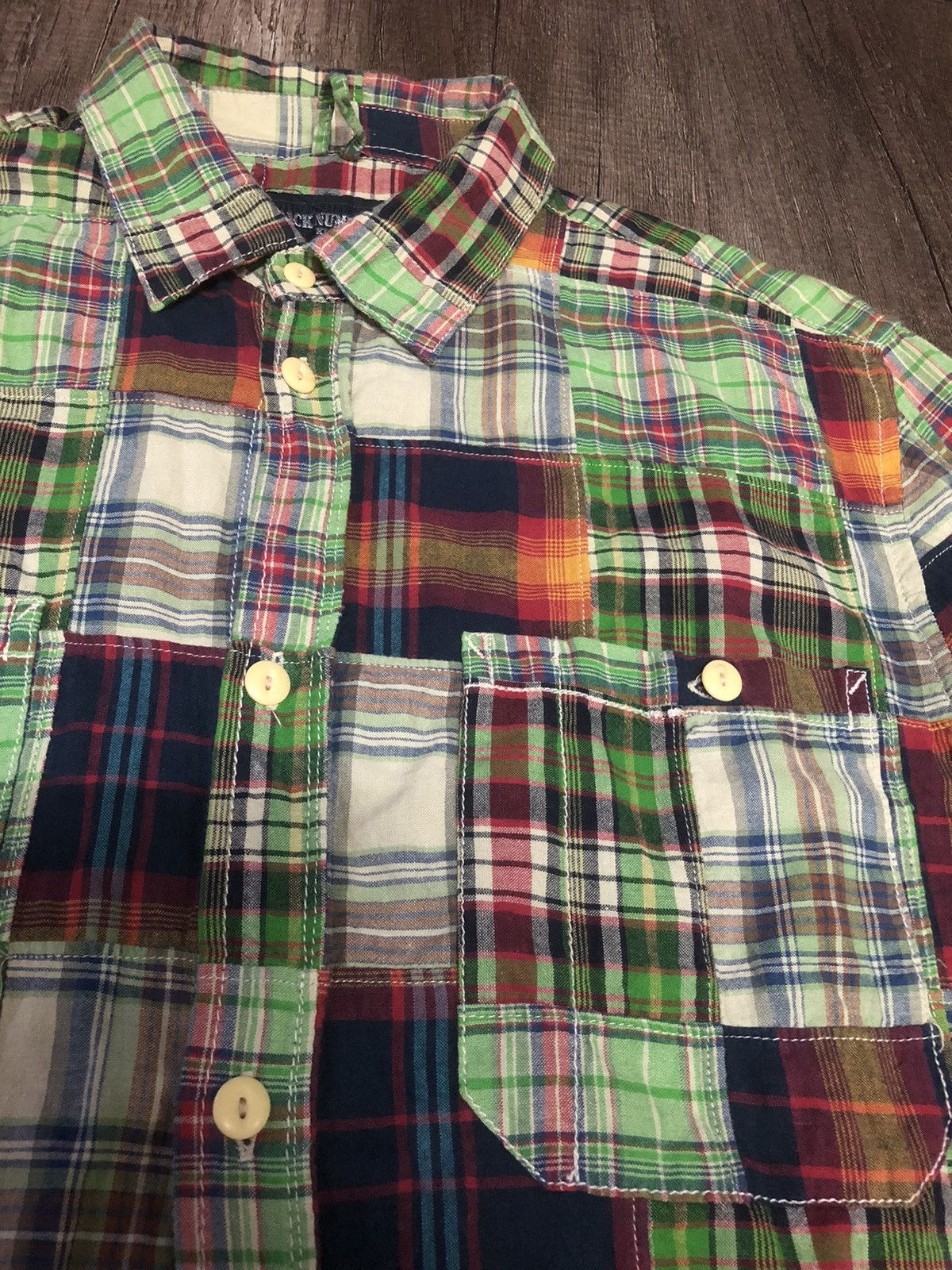 Flannel × Vintage VINTAGE BACK NUMBER PATCHWORK FLANNEL LONG SLEEVE SHIRT Size US XL / EU 56 / 4 - 9 Thumbnail