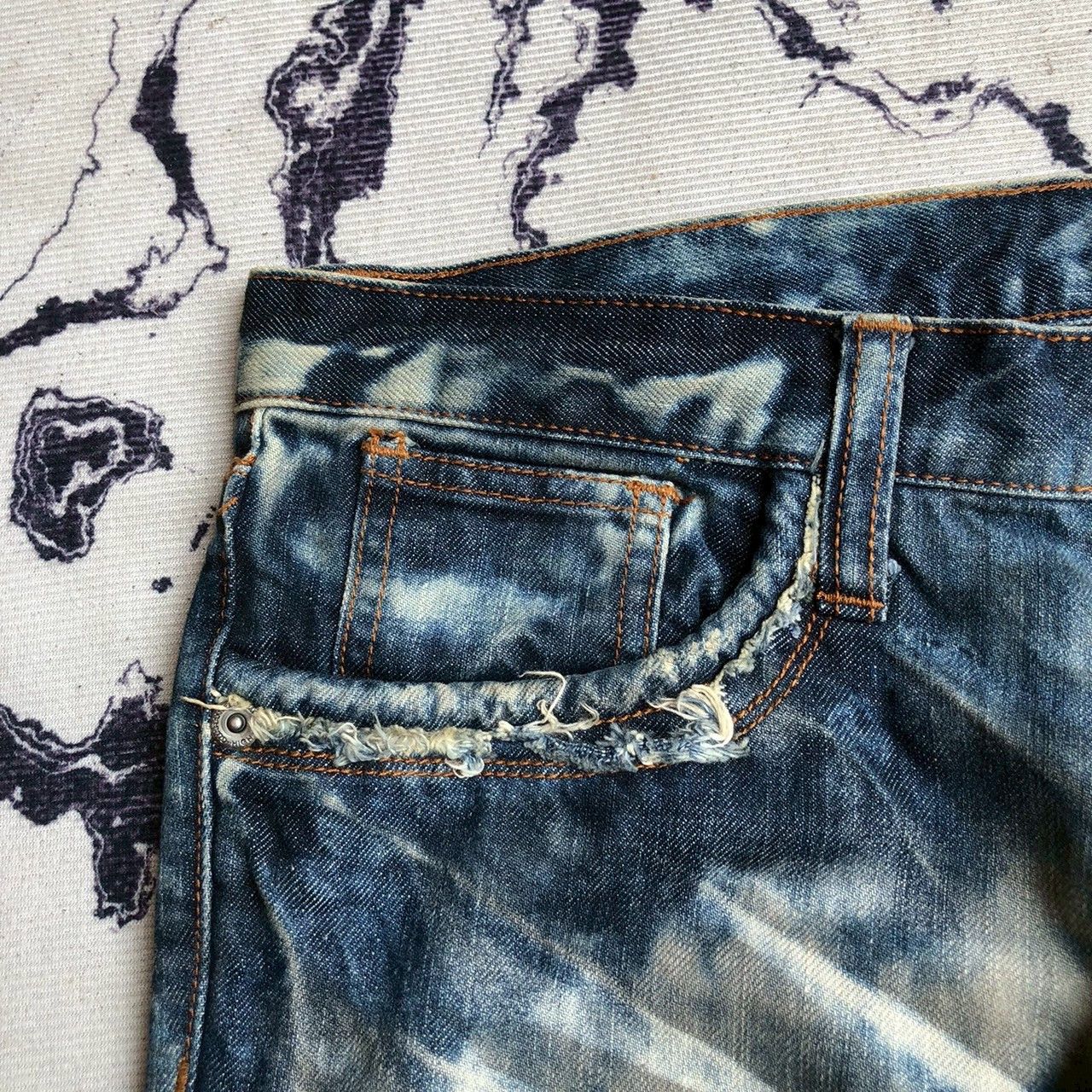Vintage Y2K Semantic Design Heavy Fade Japanese Denim