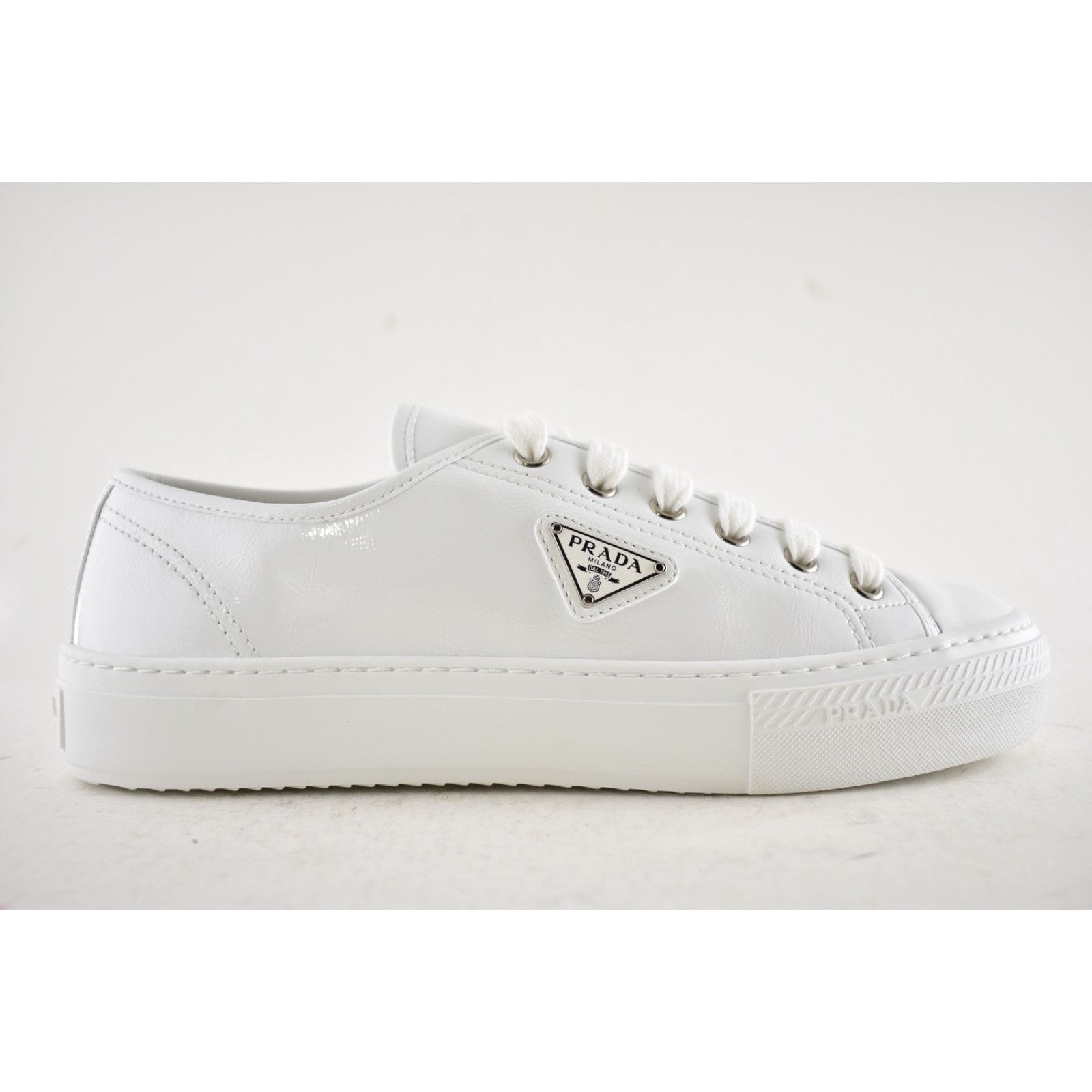 Prada Prada Smash Patent Logo Lace Up Flat Low Top Sneaker 40 Size US 10 / IT 40 - 2 Thumbnail
