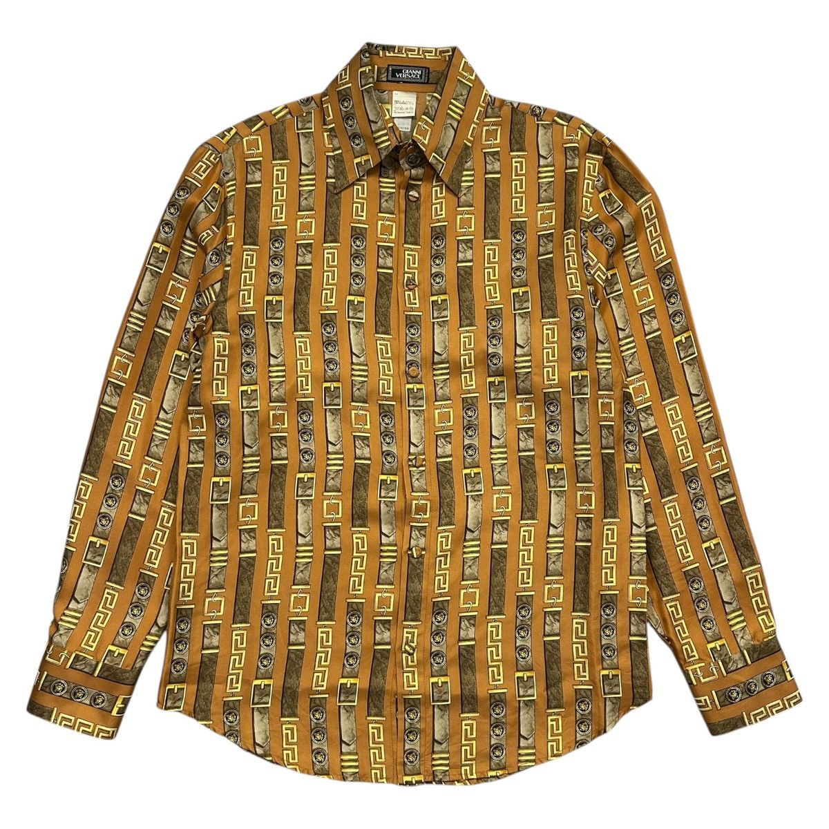 Versace × Vintage VTG 90s GIANNI VERSACE SILK SHIRT BAROQUE GREEK KEY MEDUSA Size US S / EU 44-46 / 1 - 1 Thumbnail