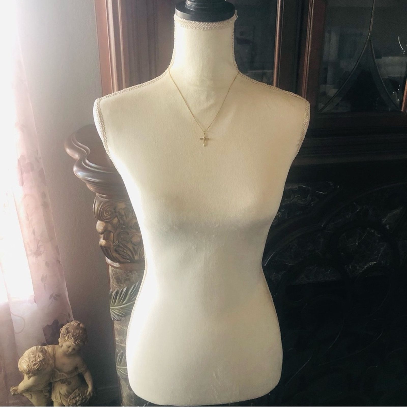 Vintage Vintage genuine goldstone cross pendant on chain necklace Size ONE SIZE - 6 Thumbnail