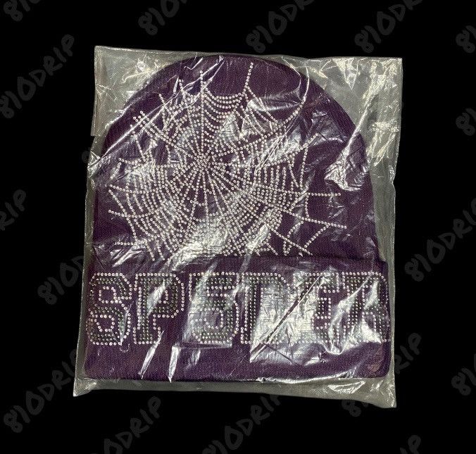 Sp5der Sp5der Rhinestone Web Beanie - Purple Size ONE SIZE - 3 Thumbnail