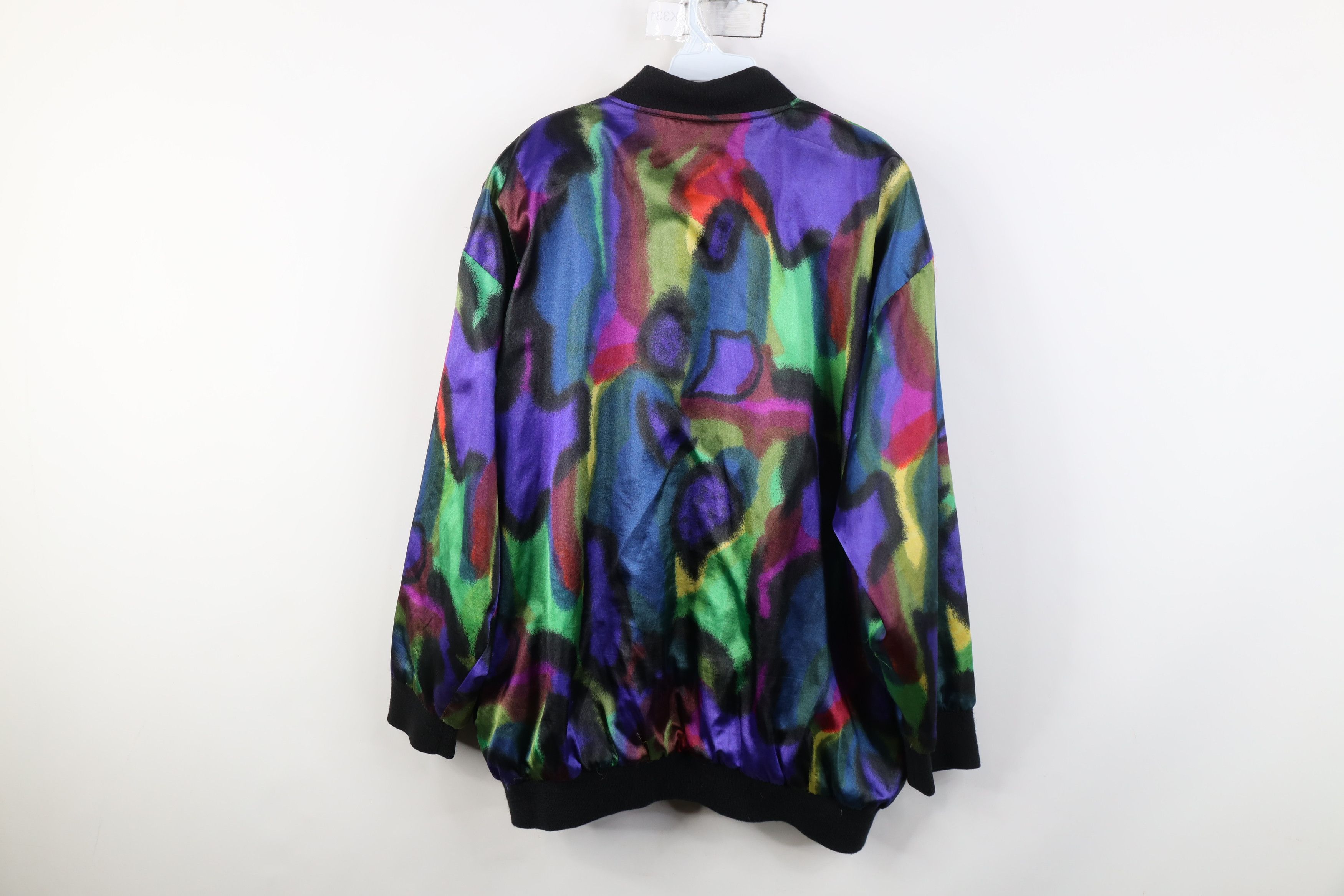 Vintage Vintage 90s Streetwear Silky Rainbow Full Zip Bomber Jacket Size XXL / US 16-18 / IT 52-54 - 13 Thumbnail