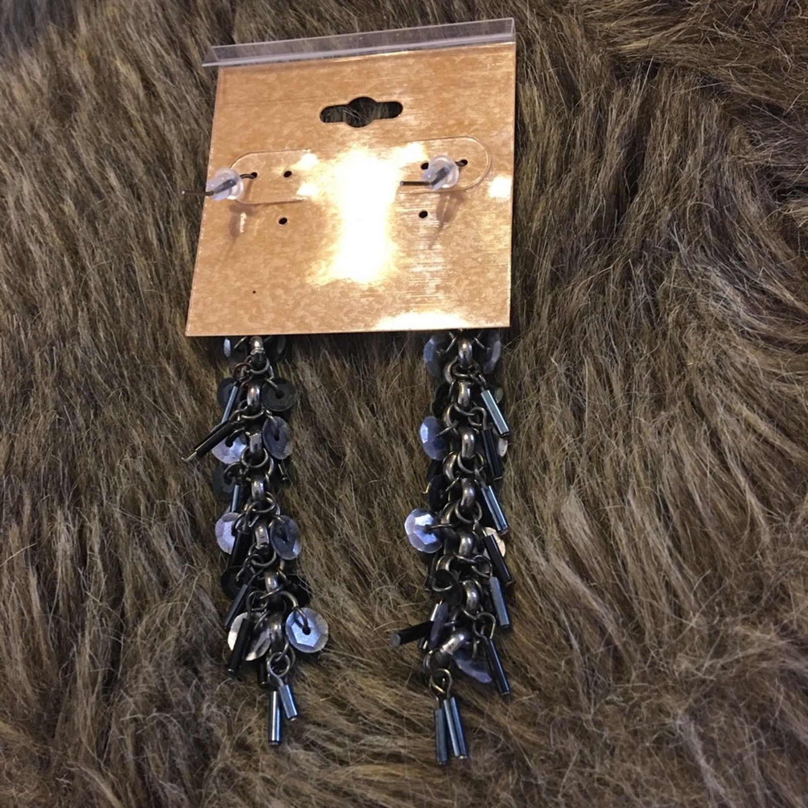 Jewelry Chrome tone sequin & bugle bead chandelier earring Size ONE SIZE - 4 Thumbnail