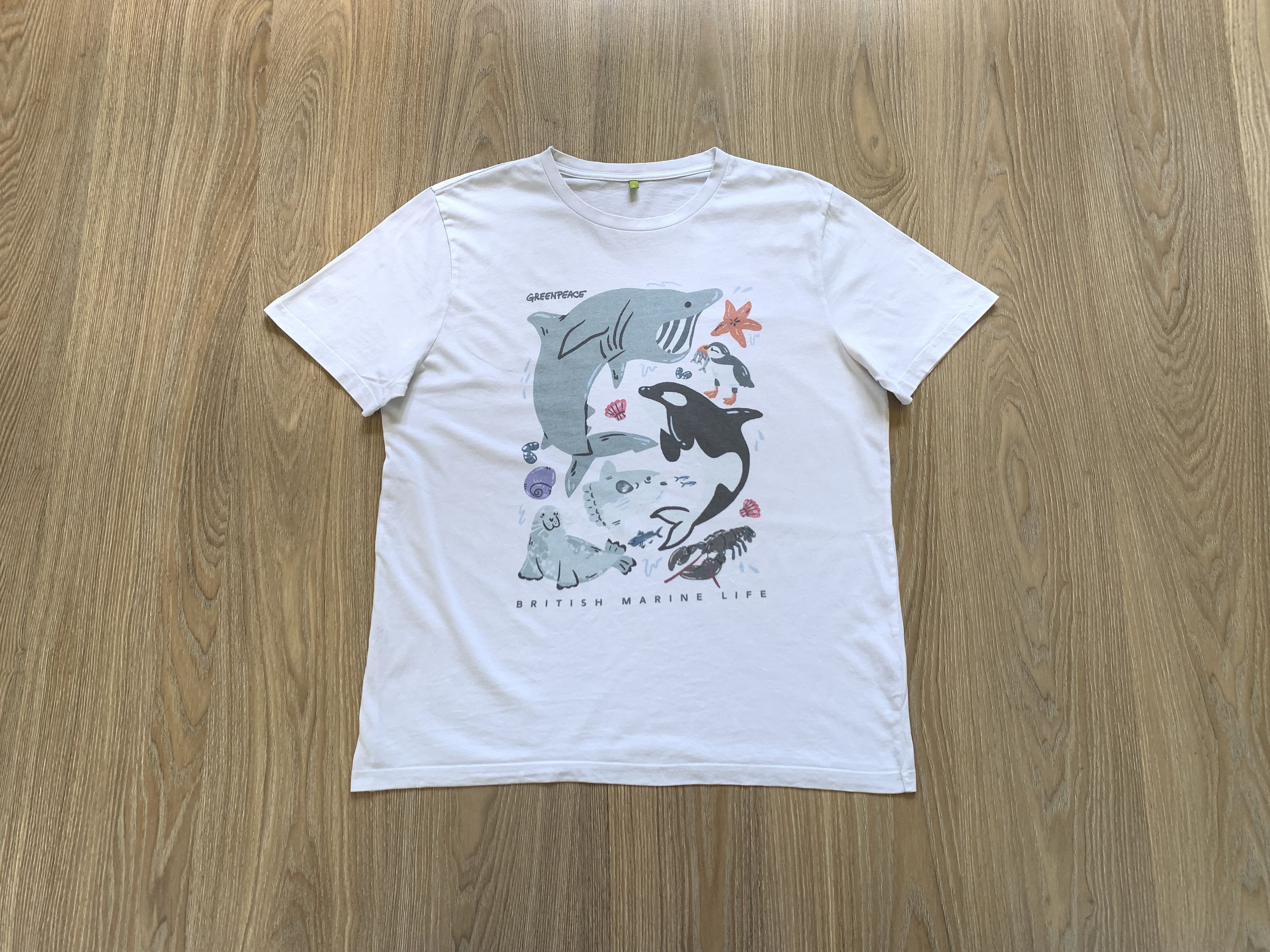 Other Greenpeace White Cotton Printed T Shirt Size US L / EU 52-54 / 3 - 1 Thumbnail