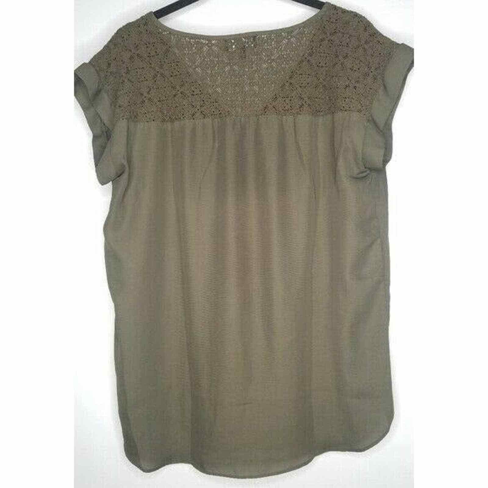 Other My Michelle Blouse Olive Green Lace Top Size L / US 10 / IT 46 - 5 Thumbnail