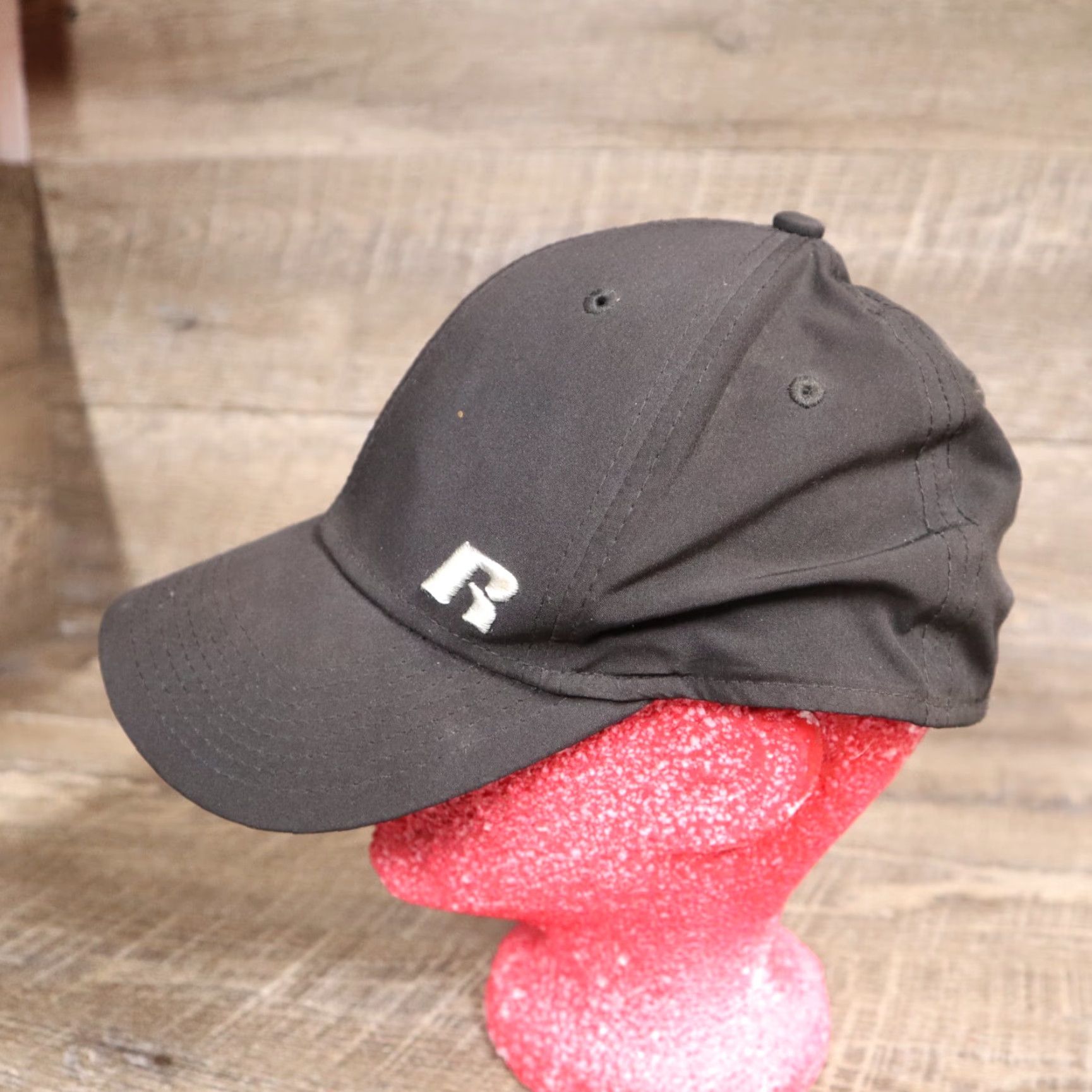 Vintage Russell Black Baseball Cap Flex Size Medium Logo Casual Mens Size ONE SIZE - 2 Thumbnail