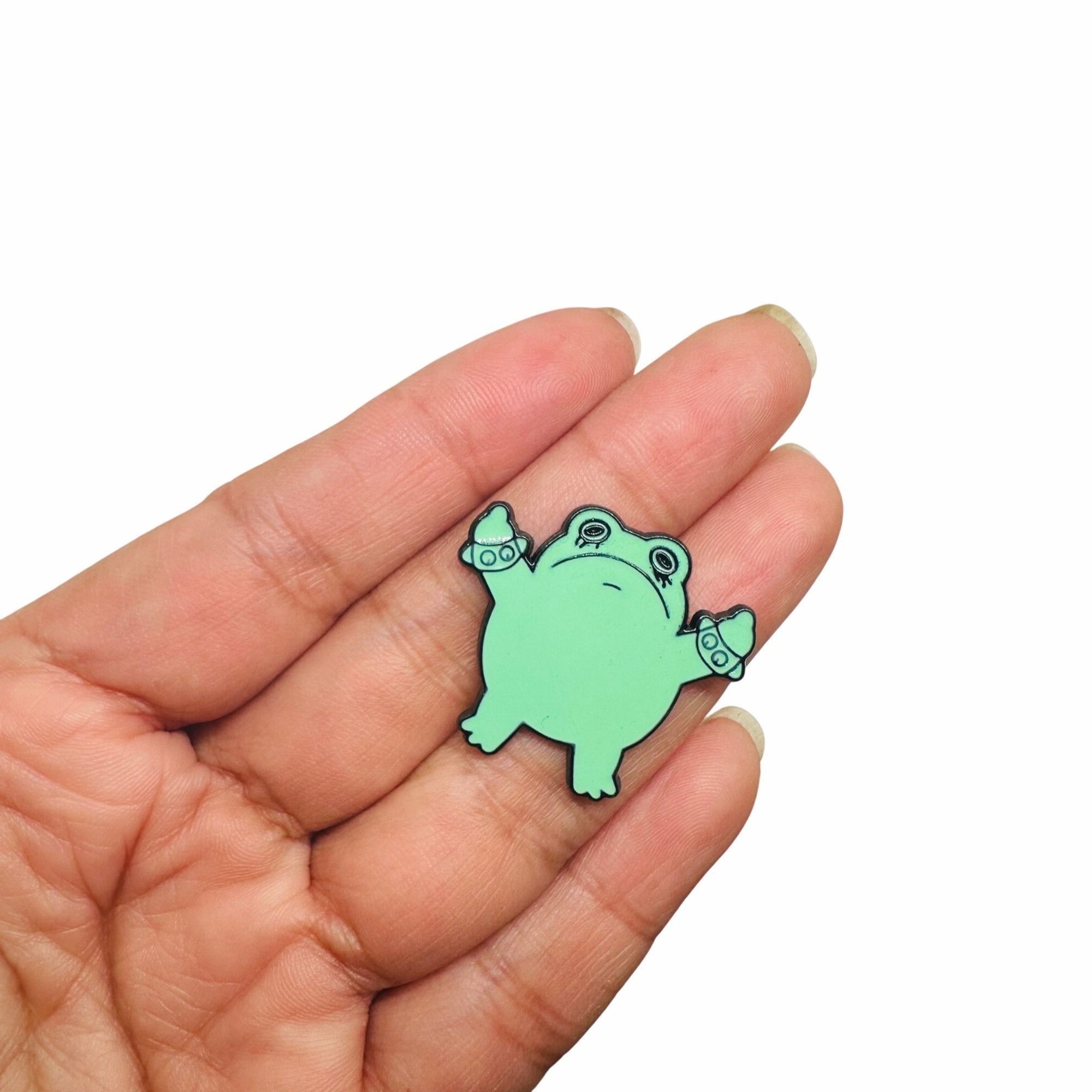 Other ⭐Enamel Pin Punk Frog Giving The Finger Broch GreenAnimal al Size ONE SIZE - 2 Thumbnail