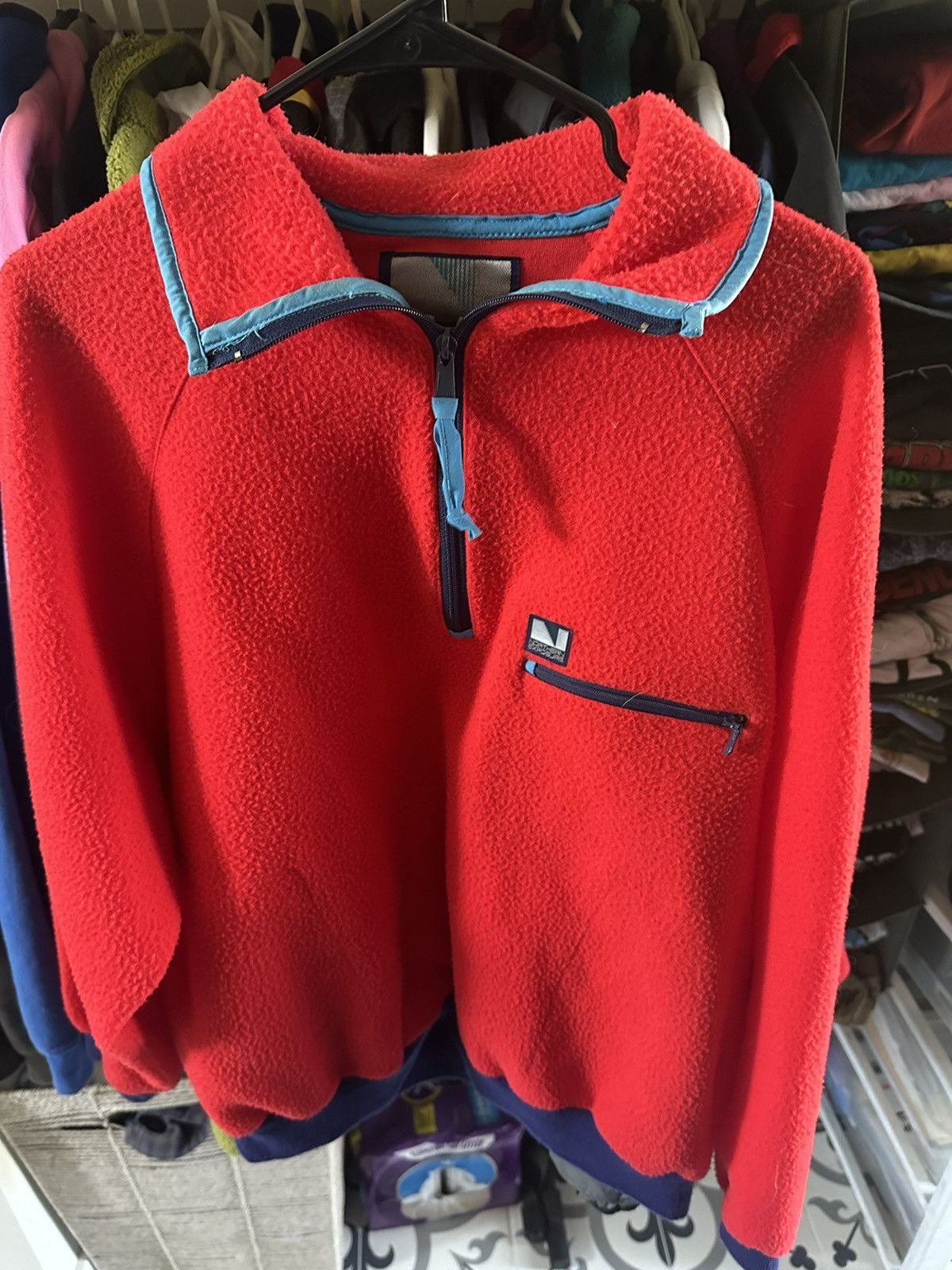 Streetwear × Vintage Red quarter zip fleece Size US L / EU 52-54 / 3 - 2 Thumbnail