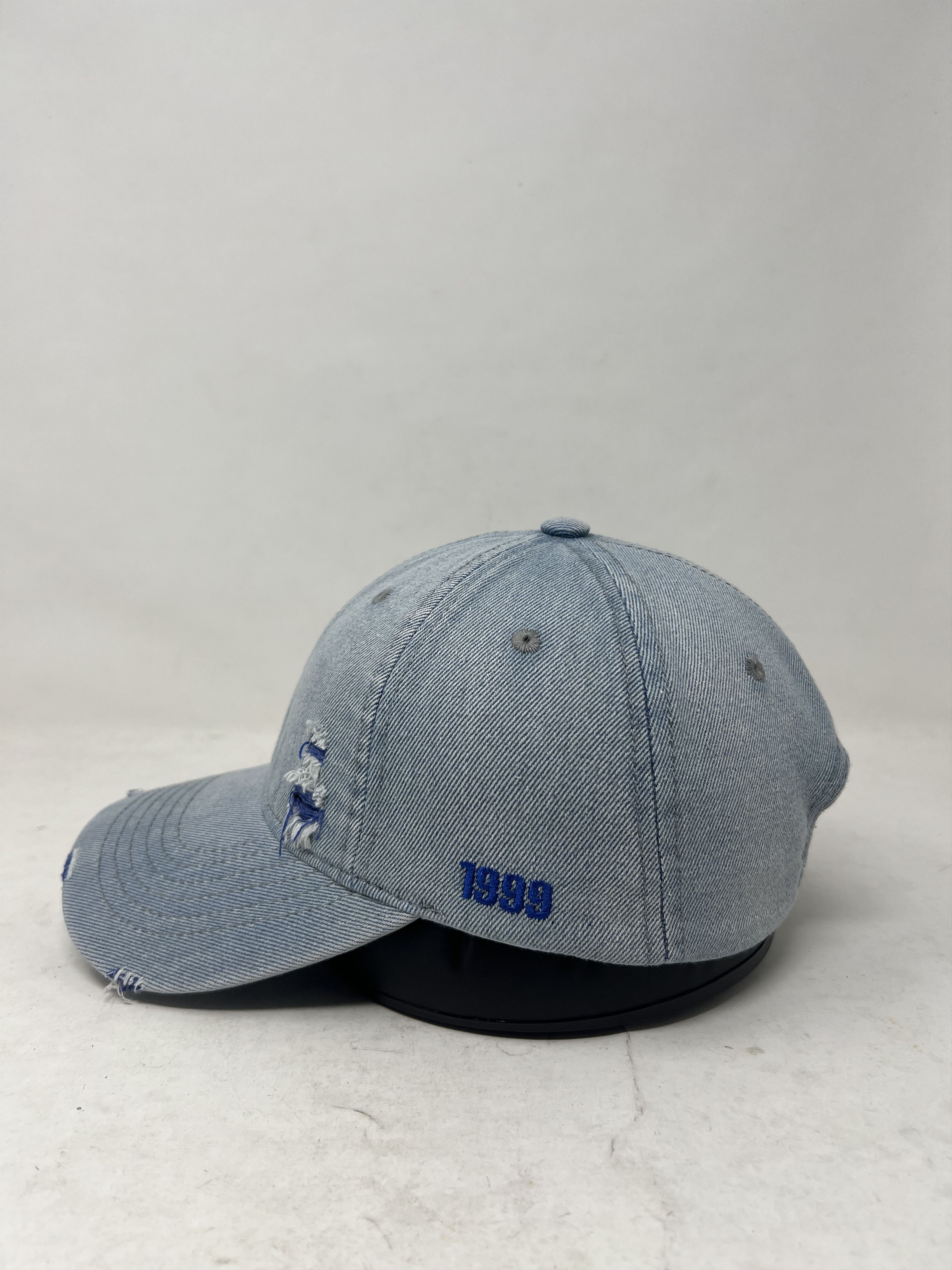 Japanese Brand Distressed Denim Ripped 1999 Embroidery Hat Cap Size ONE SIZE - 3 Thumbnail