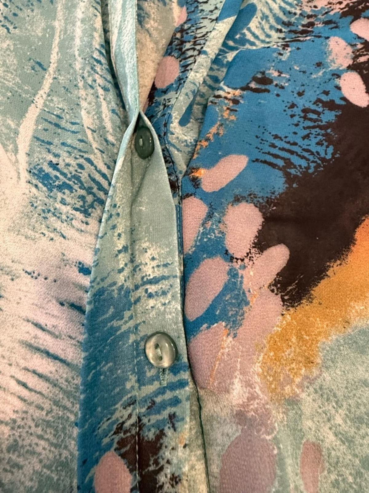 Ambrosi Studio Ambrosia semi sheer long sleeves top peacock colors SZ 14 Size XL / US 12-14 / IT 48-50 - 5 Thumbnail