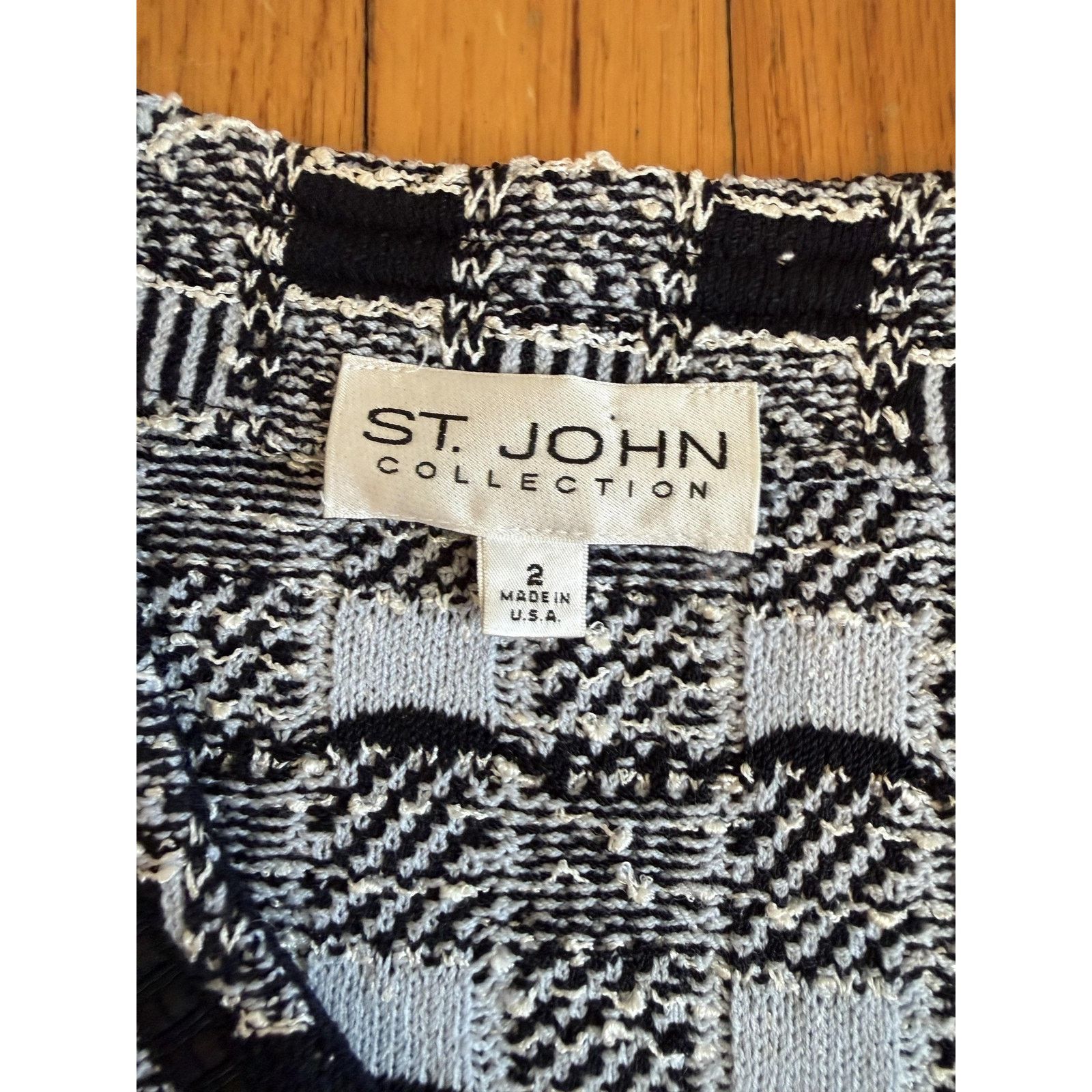 St. John St. John Collection Sweater 2 Check Knit Full Zip Jacket Size XS / US 0-2 / IT 36-38 - 3 Thumbnail