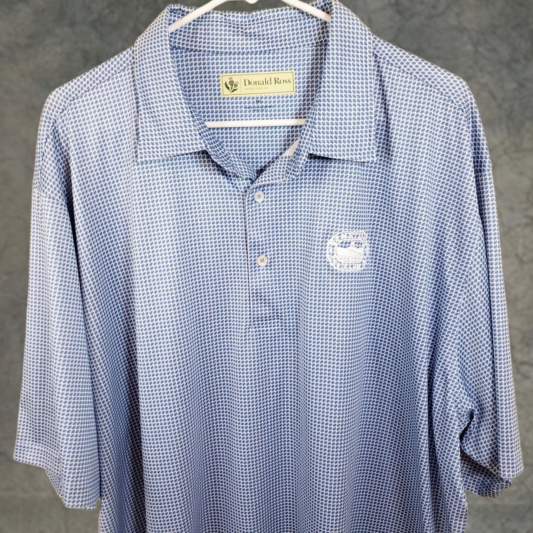 Vintage Donald Ross Polo Shirt Mens 2XL Blue Geometric Print Golf Performance Stretch Size US XXL / EU 58 / 5 - 1 Thumbnail