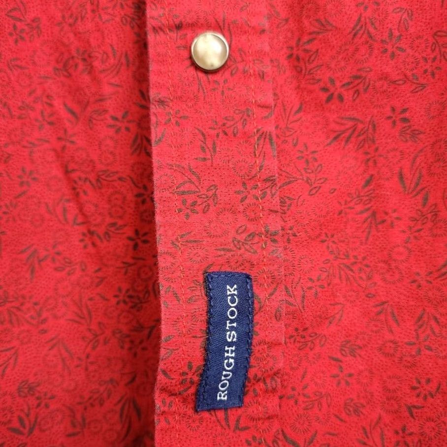 Vintage Rough Stock Panhandle Slim Western Shirt Mens Size M Pearl Snap Saw Tooth Pockets Floral Red Cotton Casual Dress Shirt Button-Down Collar Mens Size US M / EU 48-50 / 2 - 5 Thumbnail