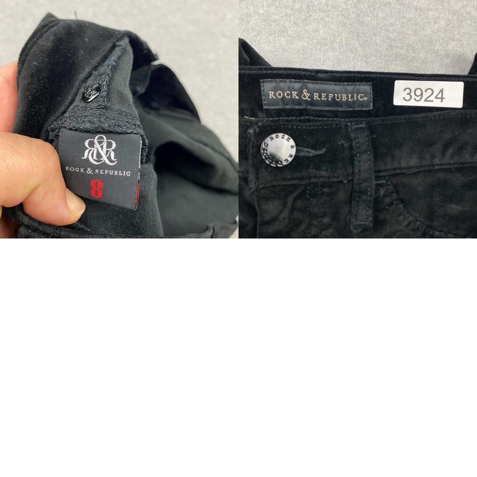 Vintage Rock & Republic Kashmiere Pants Womens 8M Black Velvet Skinny Mid-Rise Stretch Size 30" / US 8 / IT 44 - 10 Thumbnail