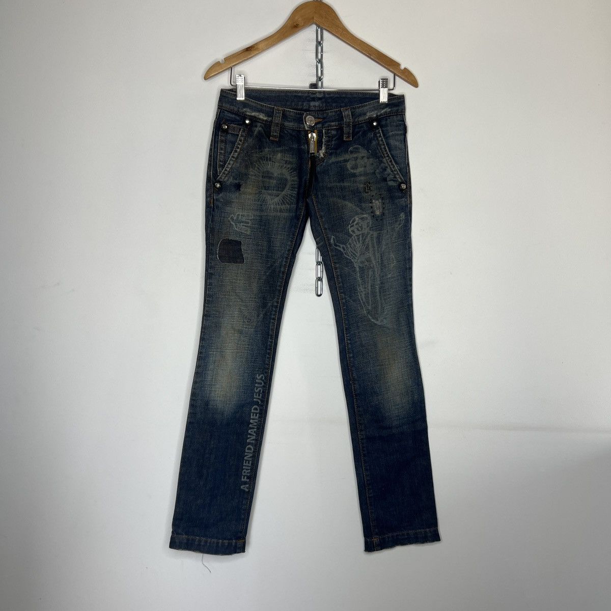 Dsquared2 × Japanese Brand × Vintage Vintage Dsquared2 Distress Denim Jeans Jesus Hope Y2K Size 27" / US 4 / IT 40 - 1 Thumbnail