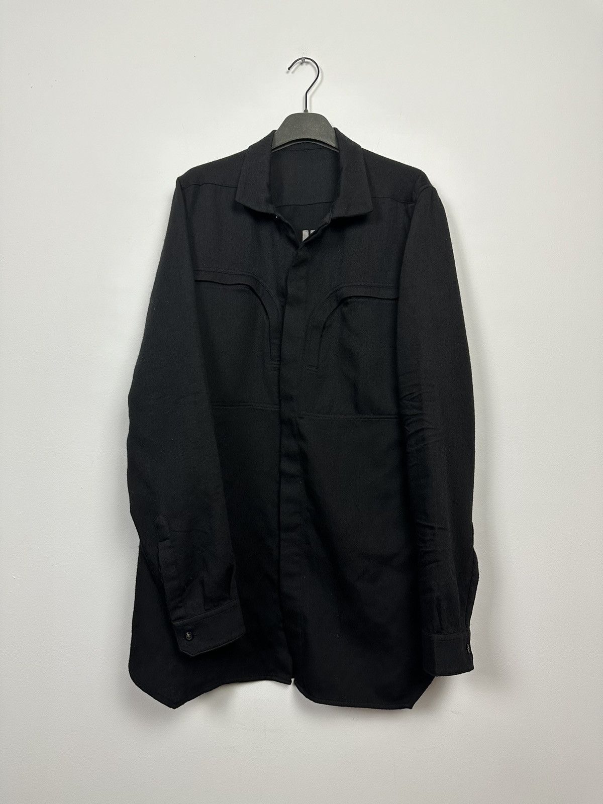 Rick Owens FW19 ‘LARRY’ Wool Bauhaus Button Up Shirt Size US L / EU 52-54 / 3 - 1 Thumbnail