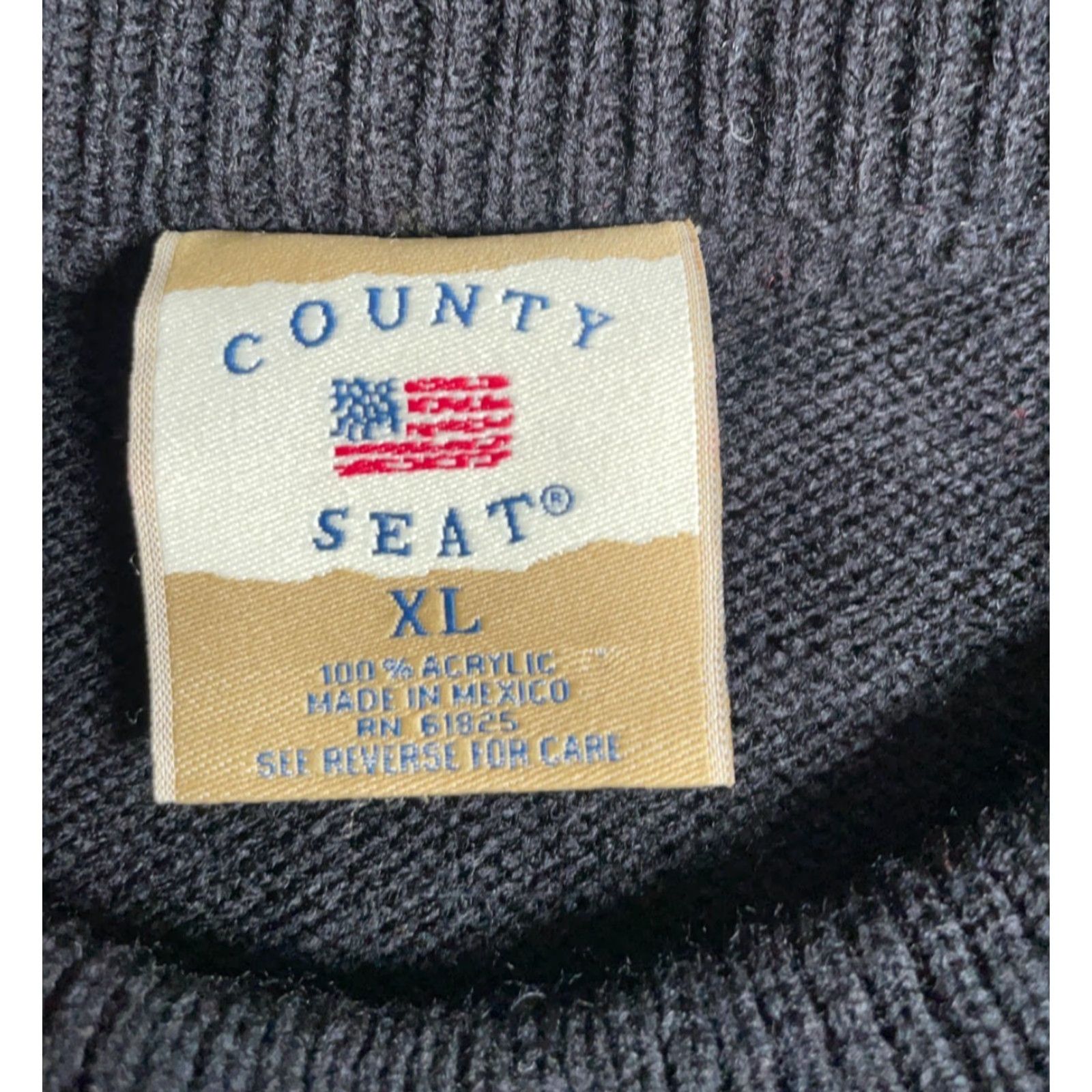 Vintage VINTAGE County Seat Sweater Shirt XL Men Black Green Striped Knit Crewneck Acrylic Knit VTG Pullover Size US XL / EU 56 / 4 - 3 Thumbnail