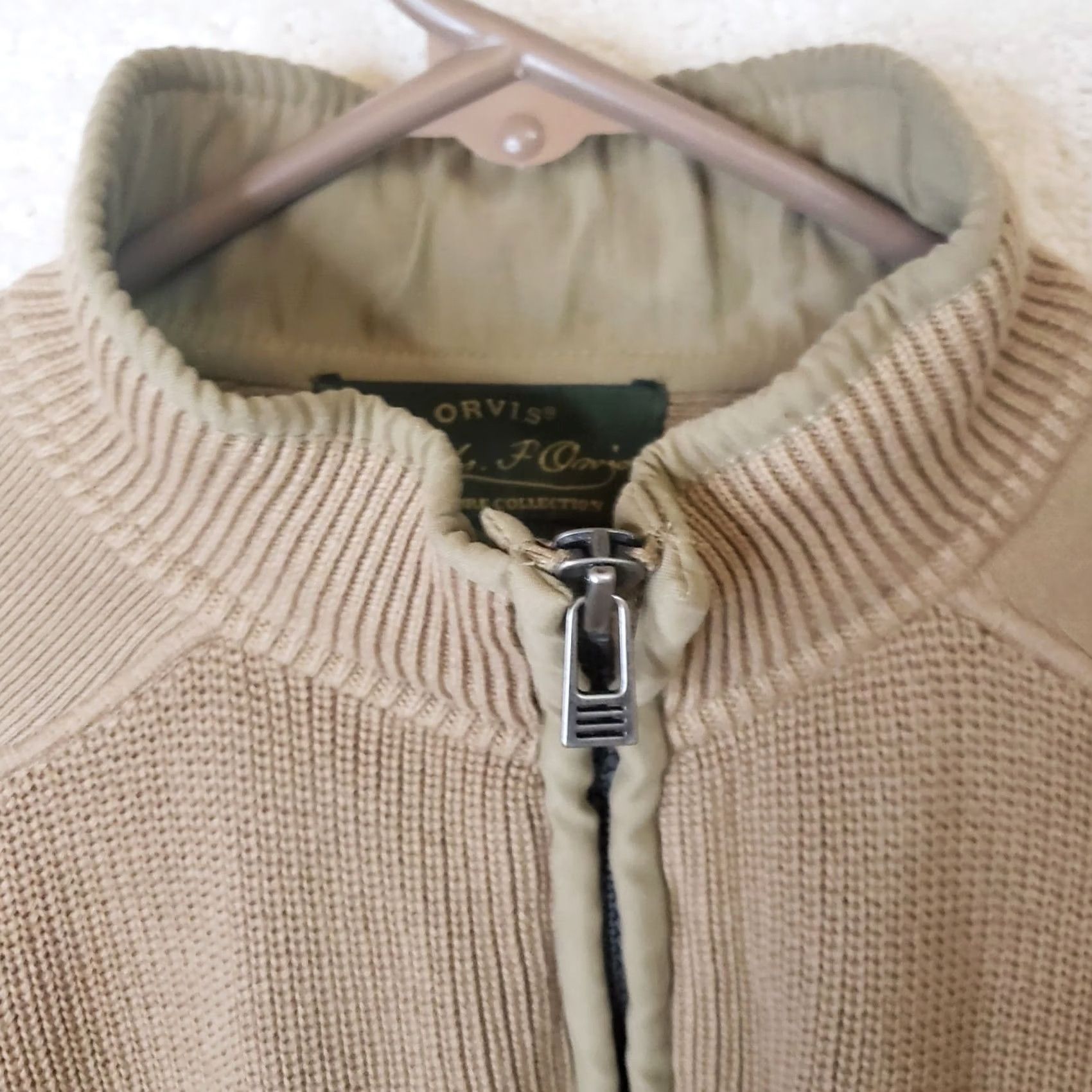 Orvis VINTAGE ORVIS Sweater Mens M Military 1/4 Zip Cotton Mock Neck Shoulder Patches Brown Size US M / EU 48-50 / 2 - 4 Thumbnail