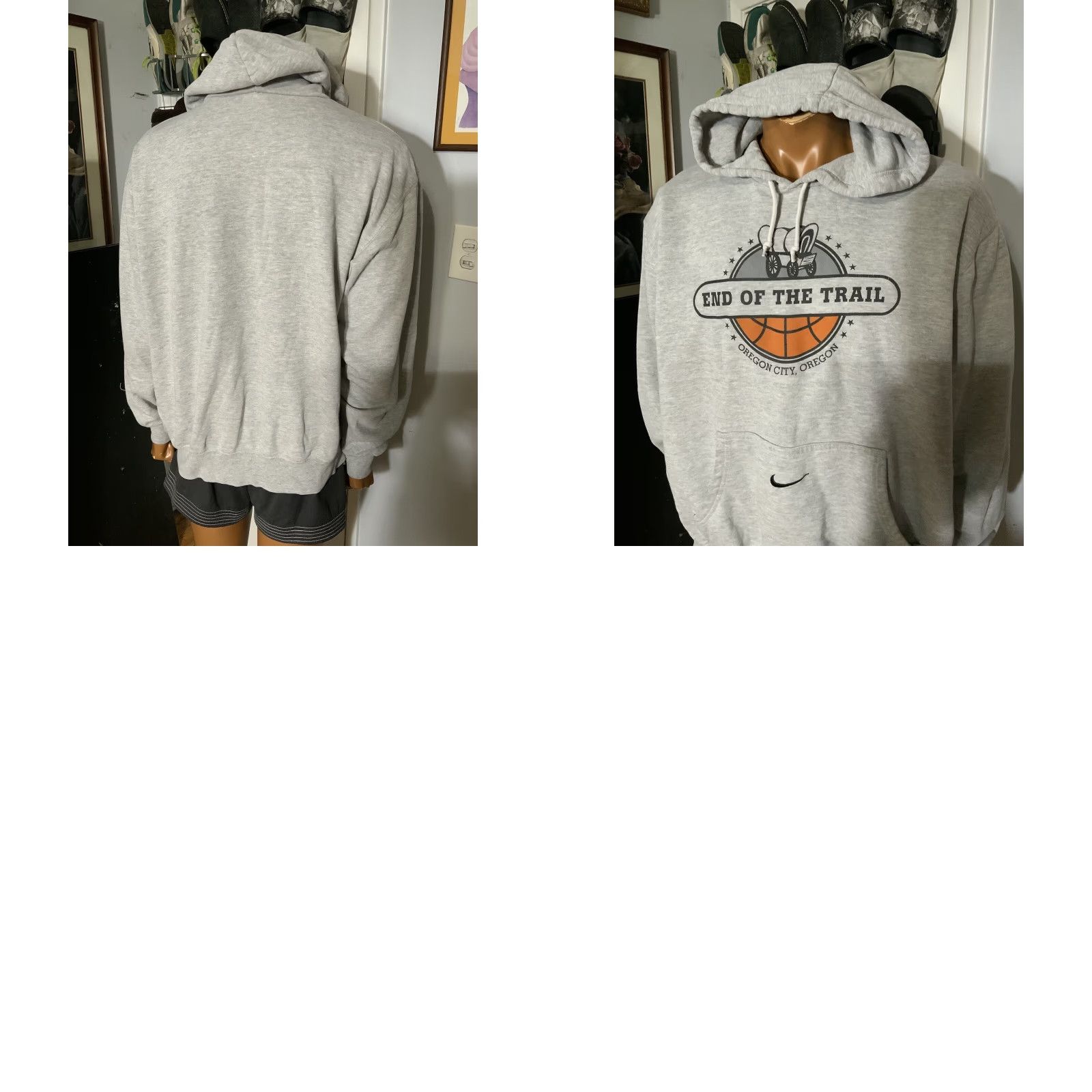 Nike VINTAGE Nike End Of The Trail Oregon City Basketball Center Swoosh Hoodie L Mens Gray City 90s Size US L / EU 52-54 / 3 - 8 Thumbnail