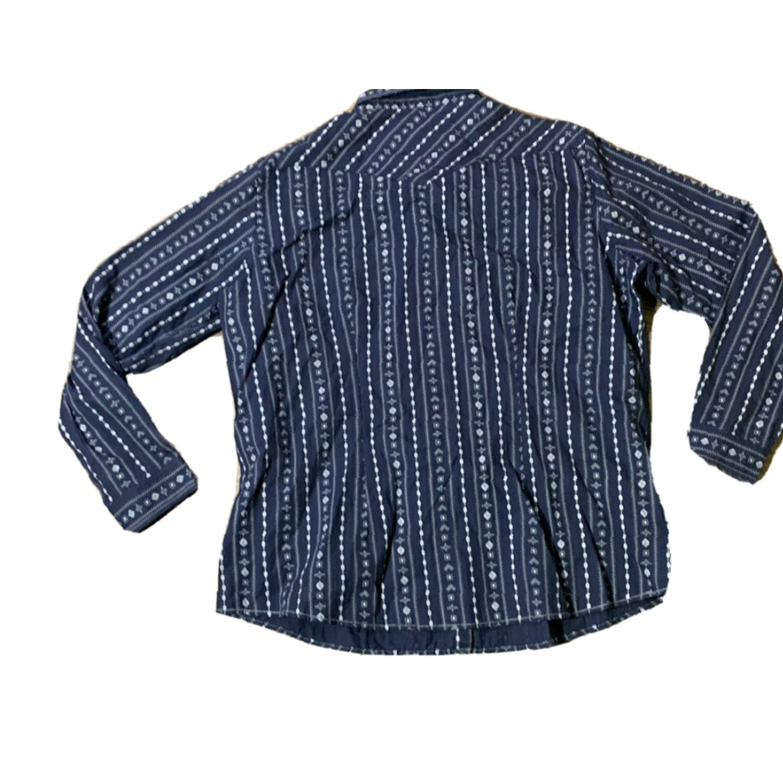 Vintage Panhandle Rough Stock Southwestern Pearl Snap Button-Up Shirt Adult 2XL Blue Size US XXL / EU 58 / 5 - 3 Thumbnail