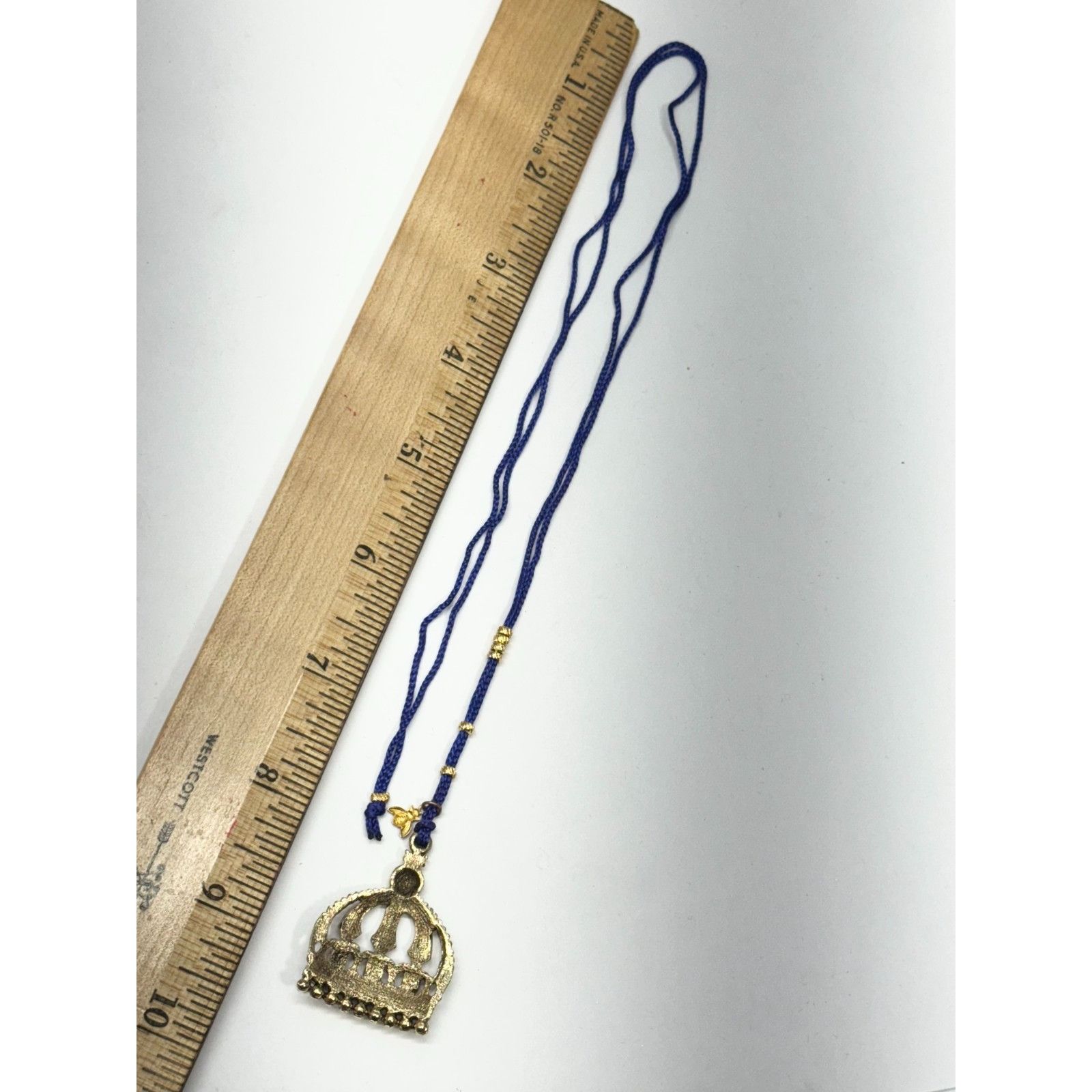Vintage Vintage rhinestone crown blue pendant necklace Size ONE SIZE - 4 Thumbnail