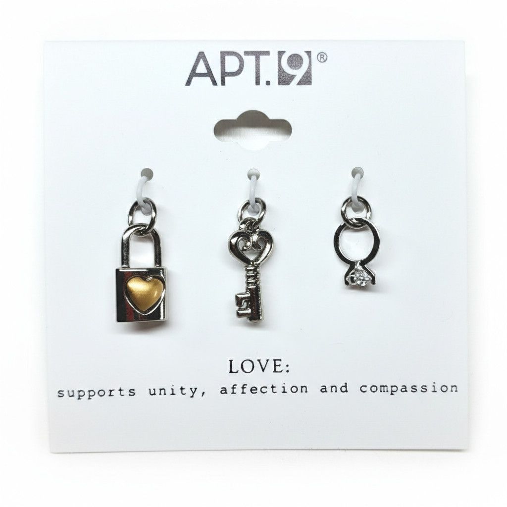 Apt. 9 Apt.9 NEW Charms Silver Tone Love Engagement Ring Lock Key Size ONE SIZE - 1 Thumbnail