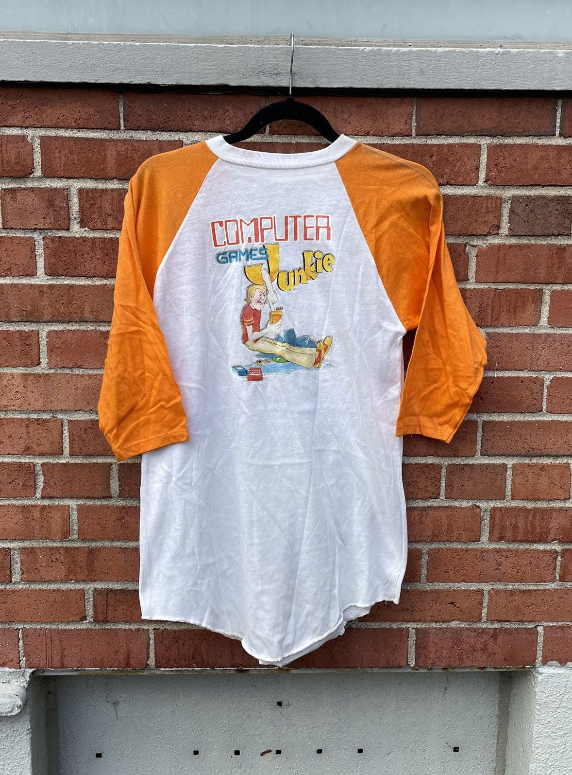 Vintage Vintage 70s Computer Games Junkie Iron On 3/4 Raglan Size US M / EU 48-50 / 2 - 1 Thumbnail