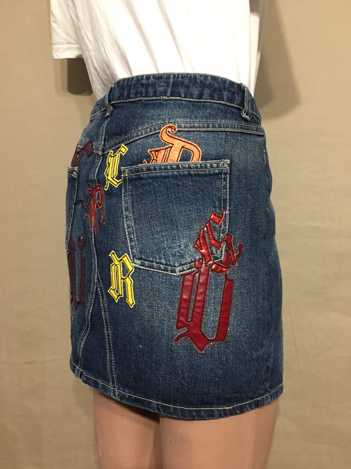 Versace × Versace Jeans Couture VERSACE Jeans Couture Denim Blue Designer Mini Skirt Size 32" / US 10 / IT 46 - 7 Thumbnail