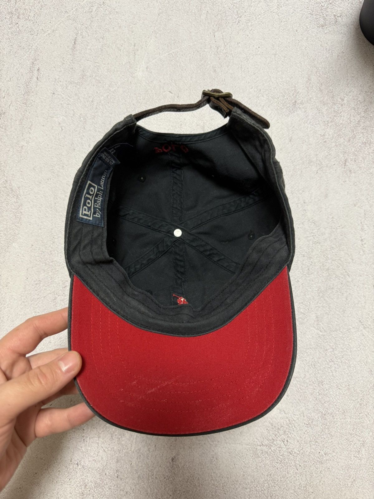 Polo Ralph Lauren × Vintage SICK Polo Ralph Lauren Cap Hat Black Mens Red Horse Y2K 90s Size ONE SIZE - 9 Thumbnail