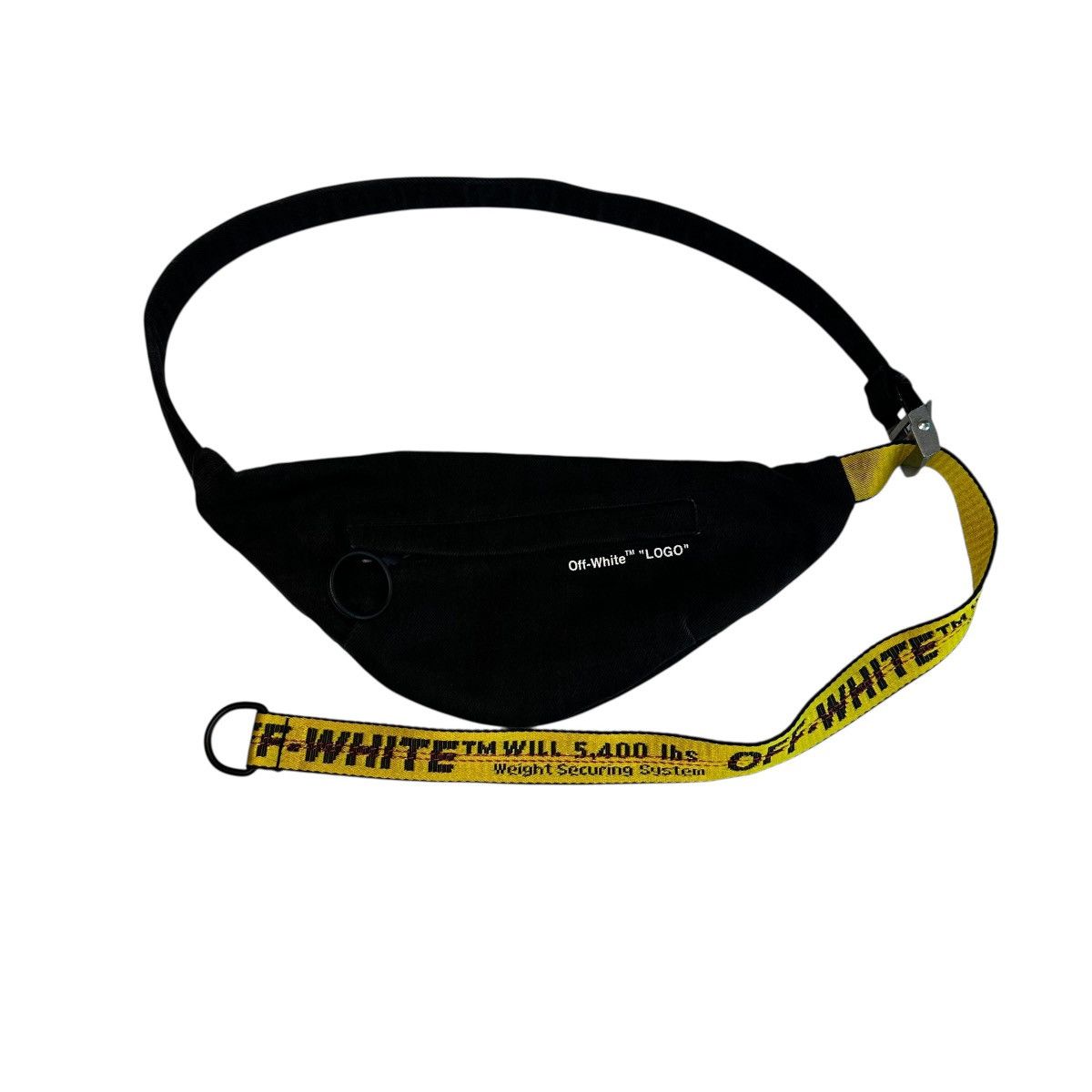 Off-White OFF-WHITE Denim Black Belt Bag w/ Yellow Industrial Strap Size ONE SIZE - 2 Thumbnail