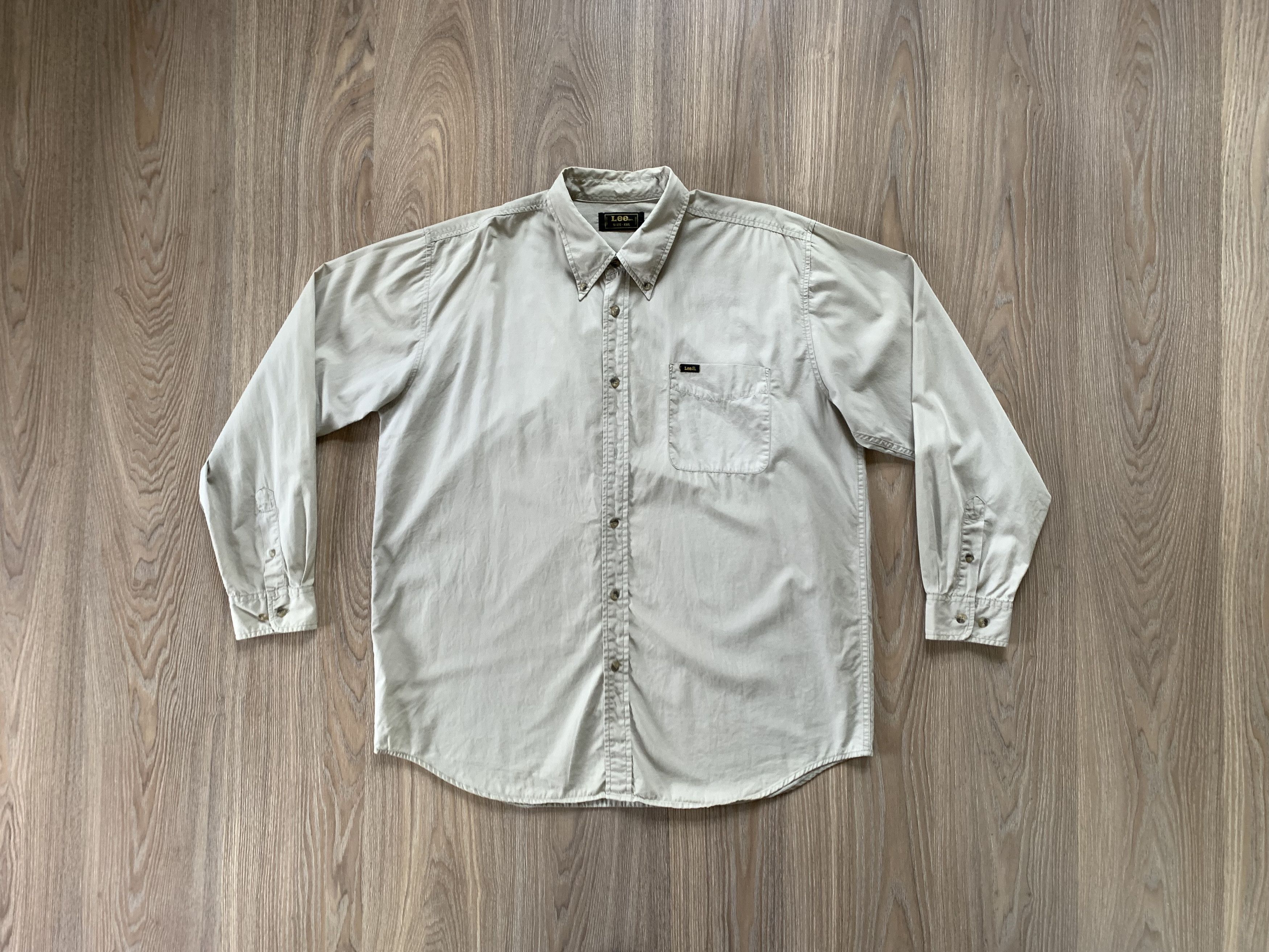 image of American Classics x Lee Vintage Button Down Long Sleeve Shirt in Olive/Sand, Men's (Size 2XL)