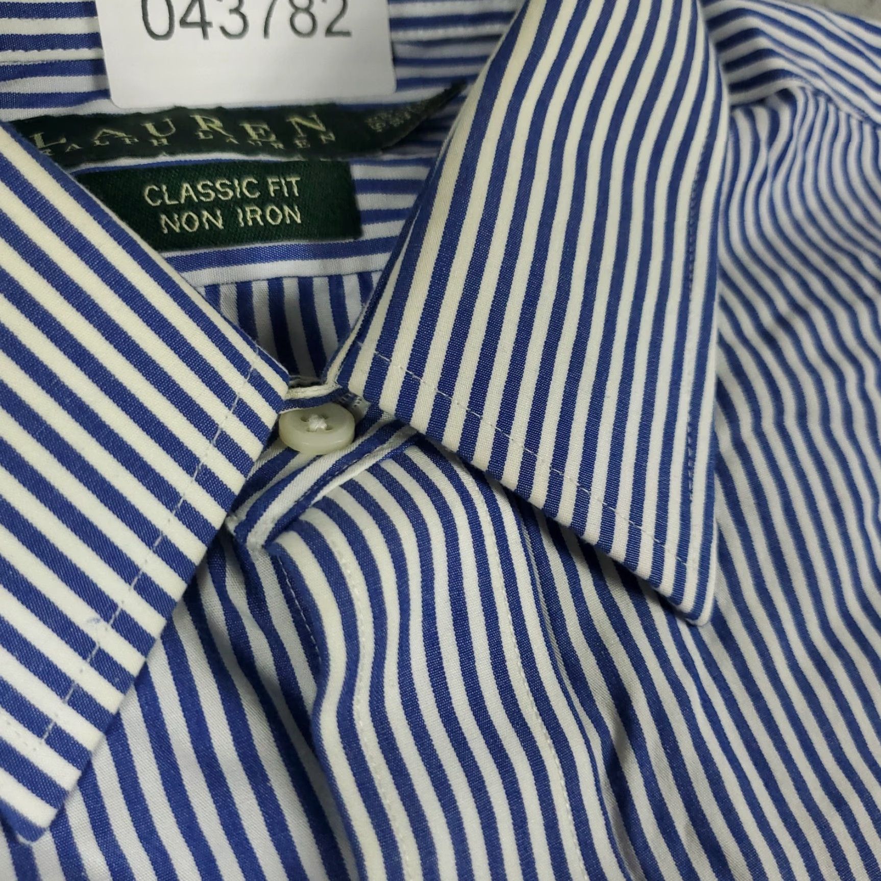 Ralph Lauren Ralph Lauren Dress Shirt Mens 16.5 Blue Striped Long Sleeve Button-Down Regular Fit Non-Iron Size 42R - 3 Thumbnail